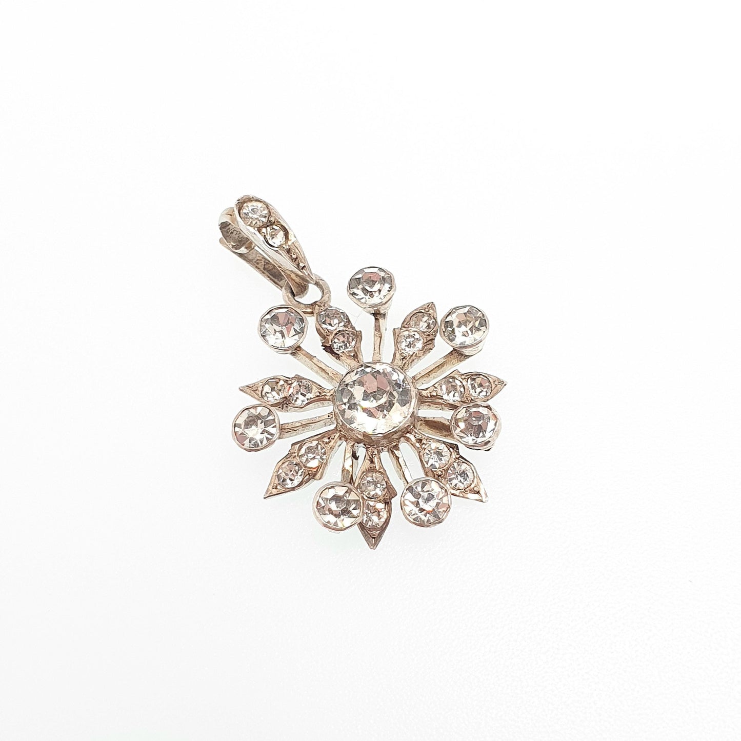 Antique Sterling Silver Star Pendant Diamond Paste Necklace Victorian Sparkly Celesital Vintage 1800s Night Womens Jewelry Jewellery