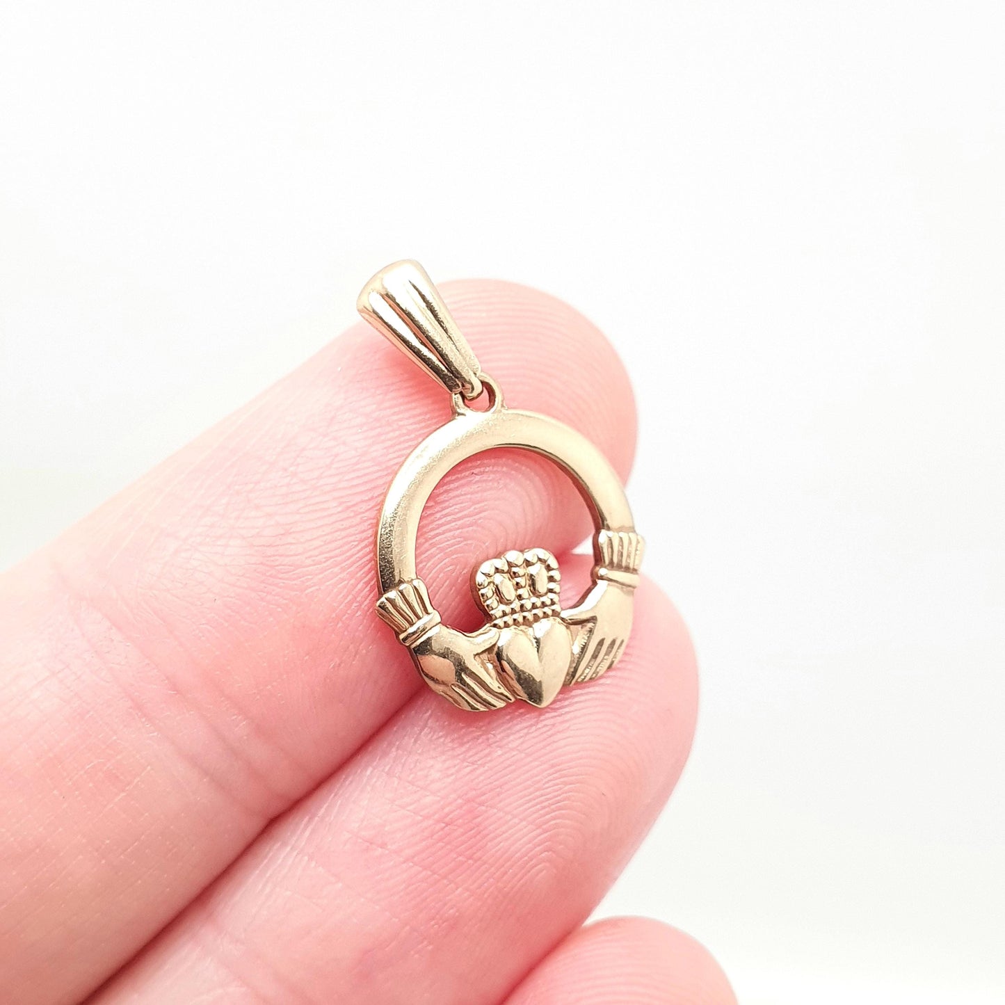 Vintage 9ct 9k Gold Claddagh Pendant Necklace Irish Dublin Hallmark 1990 All 375 9 Carat Celtic Gaelic Pendant Jewelry Womens Jewellery