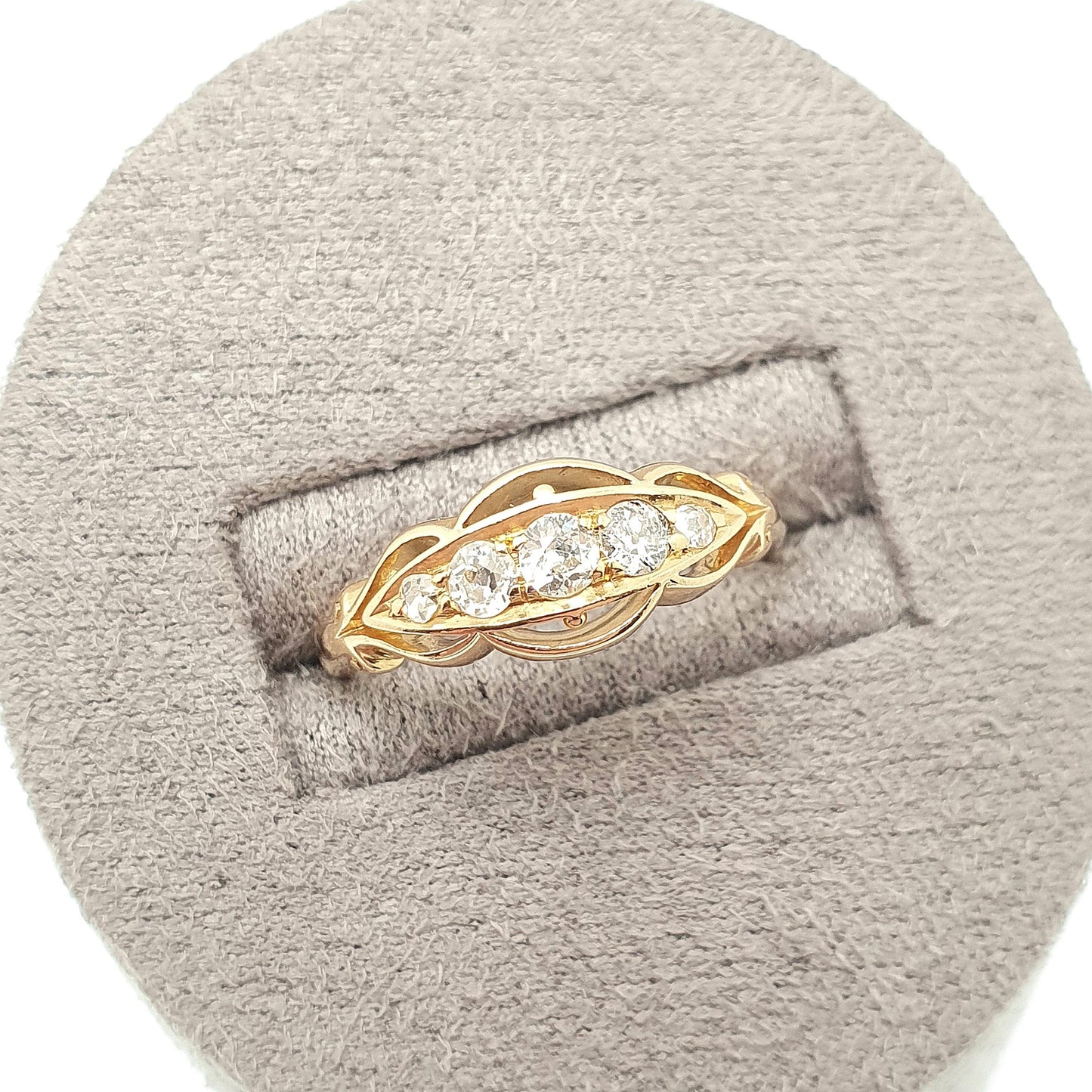 Antique 18k 18ct Gold Diamond Ring Boat Natural Old Cut 1912 Hallmark Solid 750 Engagement Wedding Estate Women Vintage Jewelry Jewellery