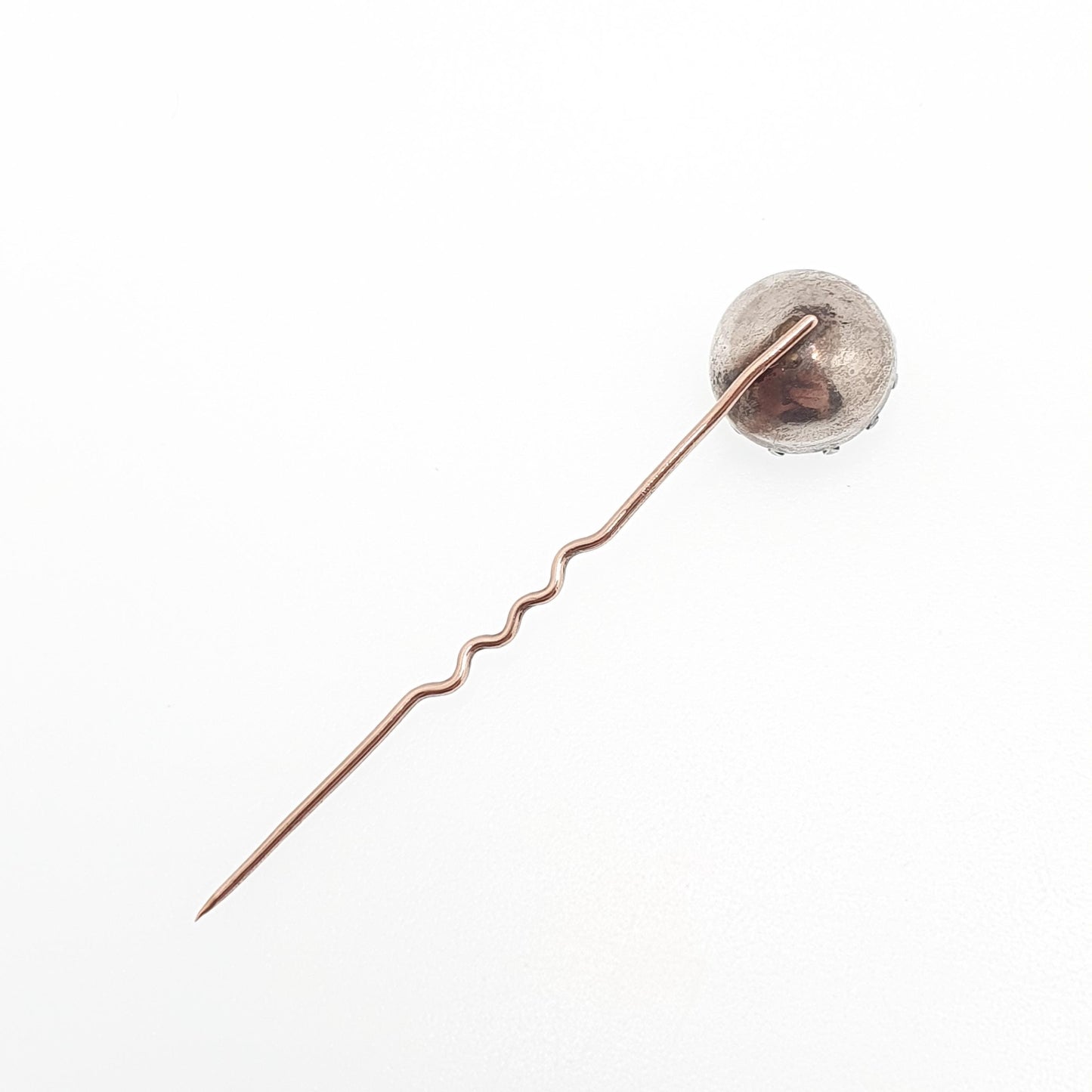 Antique Victorian 9ct Gold White Spinel Stick Pin Georgian Revival Crimped Solid Silver Head Large Big Gemstone Genuine Real Mens Jewelry