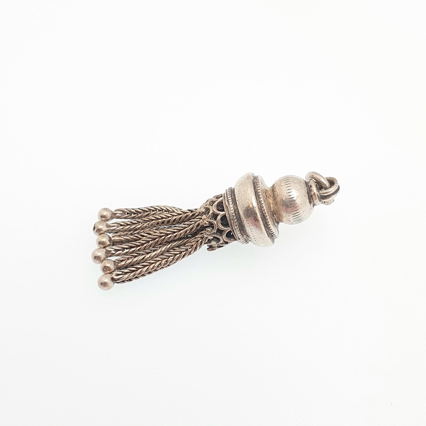 Antique Solid Silver Tassel Fob Victorian Necklace Pendant Bracelet Charm 1800s Genuine Albert Albertina Chain Vintage Womens Jewelry