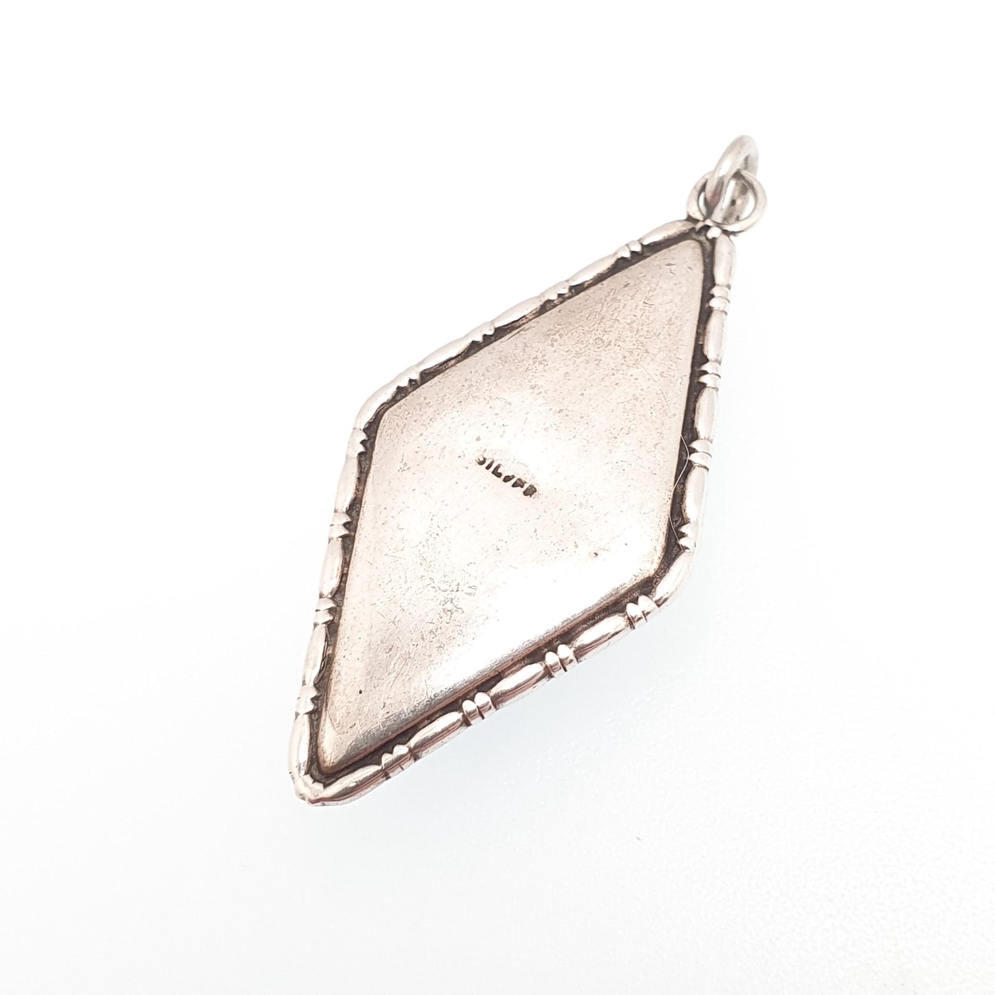 Antique Art Deco Sterling Silver Butterfly Wing Necklace Pendant Kite Shape Vintage 1920s Blue Bug Fly Insect Rare Jewelry Jewellery