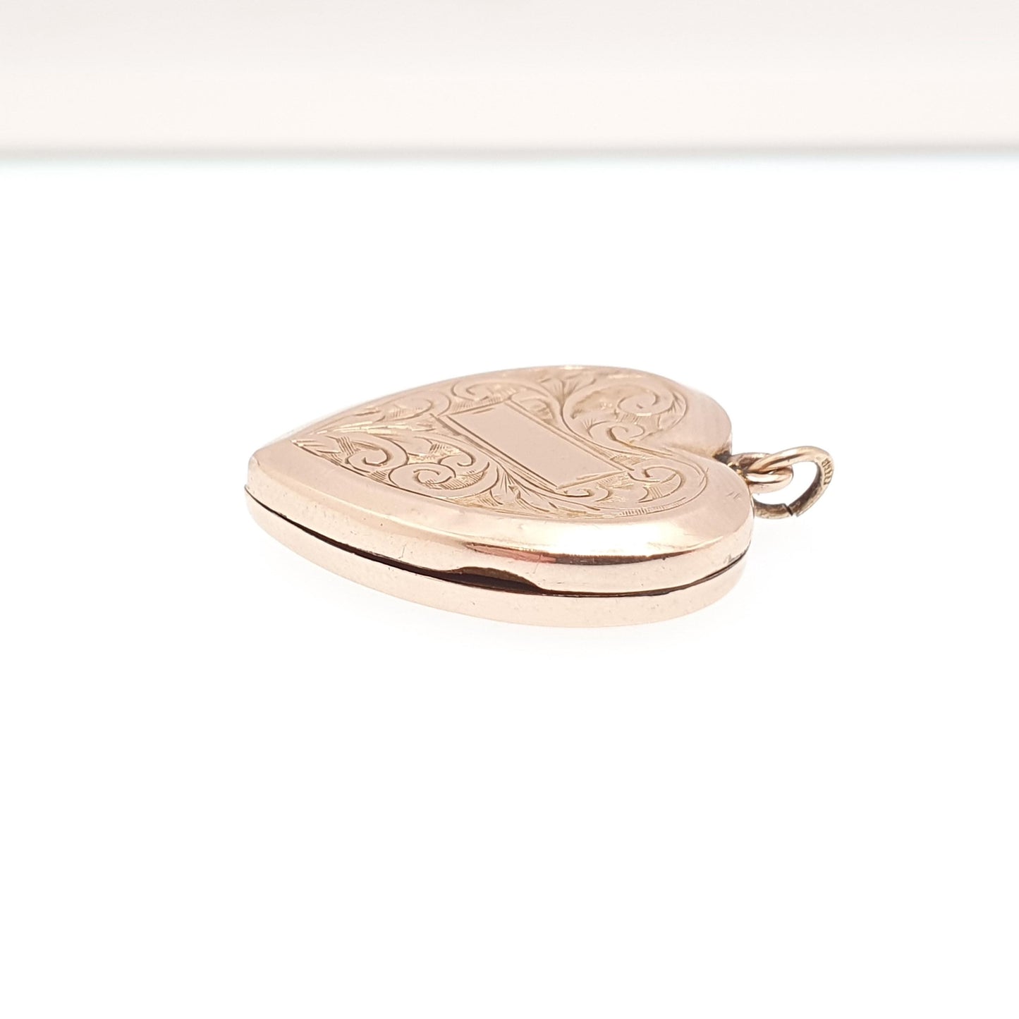 Antique 9ct Rose Gold Heart Locket Engraved Solid 9k 375 Victorian Pendant Fine Estate Back & Front Cute Necklace Jewelry Womens Jewellery