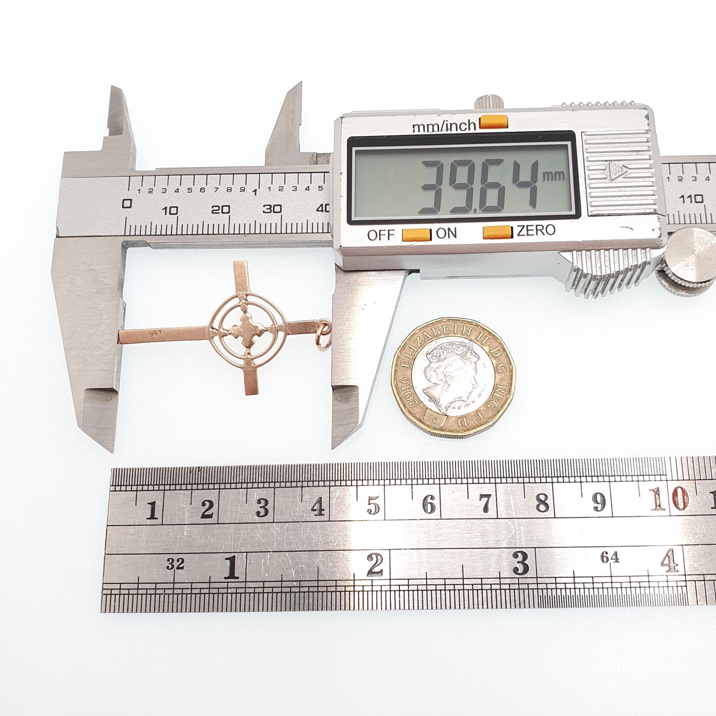 Antique 9ct 9k Rose Gold Celtic Cross Necklace Crucifix Pendant Gaelic Irish Solid 9k 375 Vintage Womens Mens Jewellery Jewelry