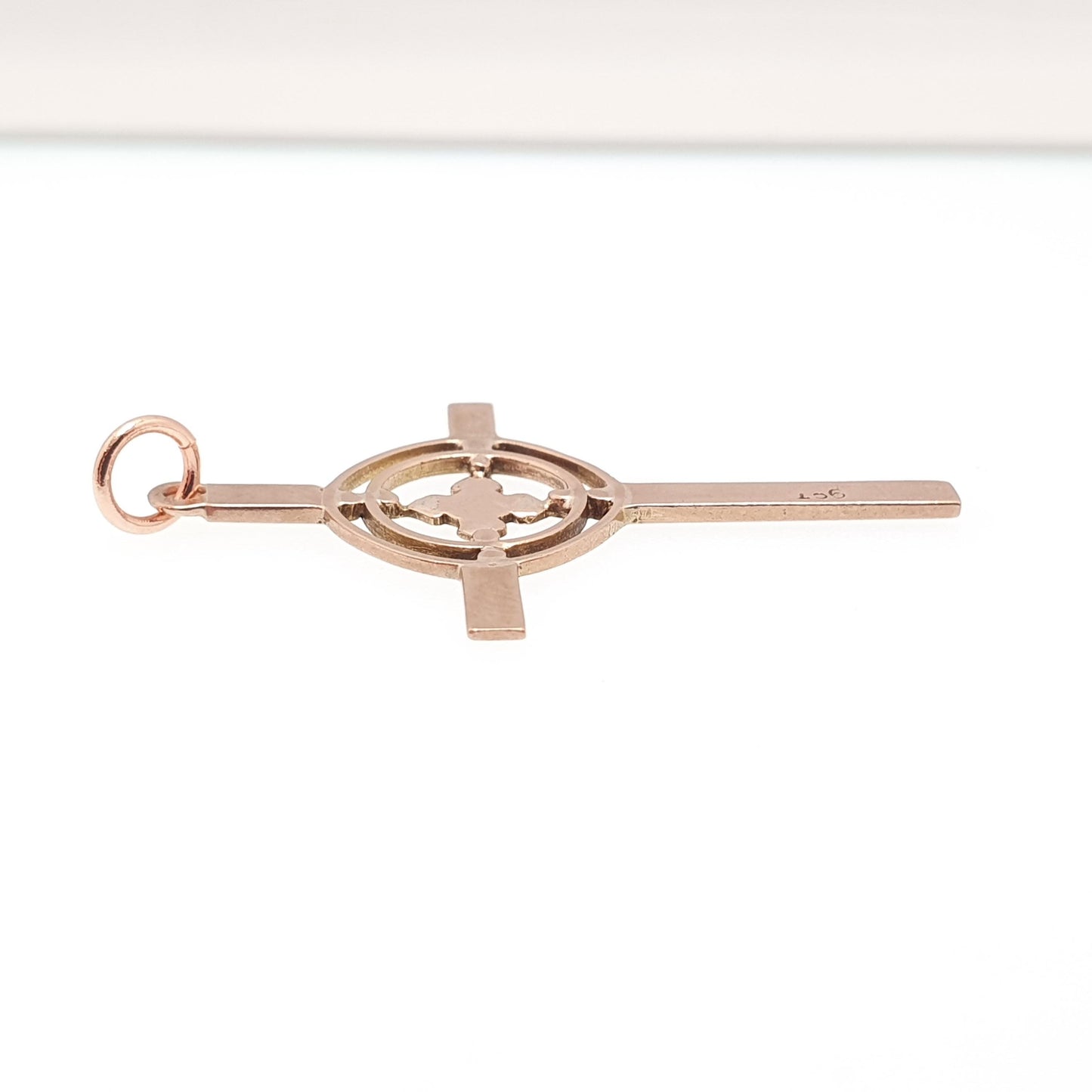 Antique 9ct 9k Rose Gold Celtic Cross Necklace Crucifix Pendant Gaelic Irish Solid 9k 375 Vintage Womens Mens Jewellery Jewelry
