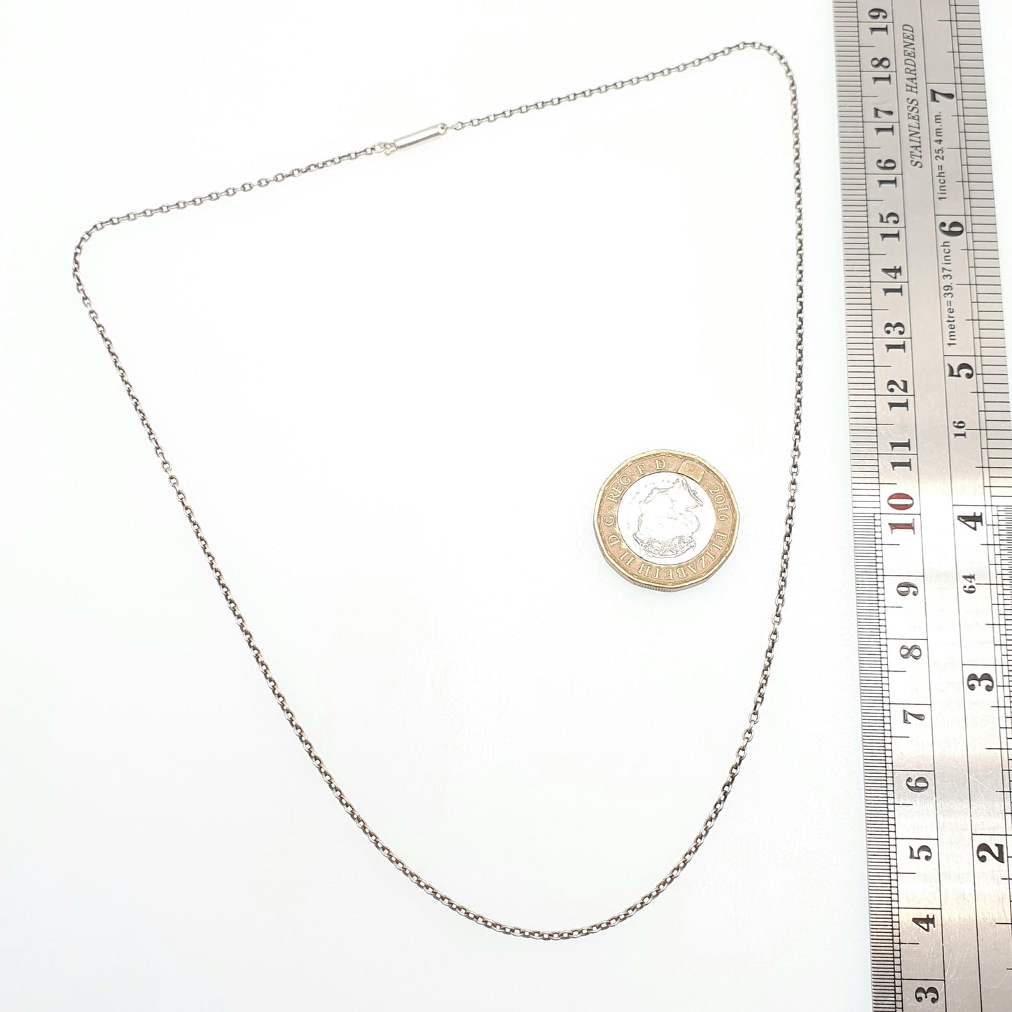 Antique Solid Silver Chain Necklace Cable Link 43cm 16.9" 2.78g Trace Oval Links Genuine Fine Womens Vintage Retro Jewelry Jewellery