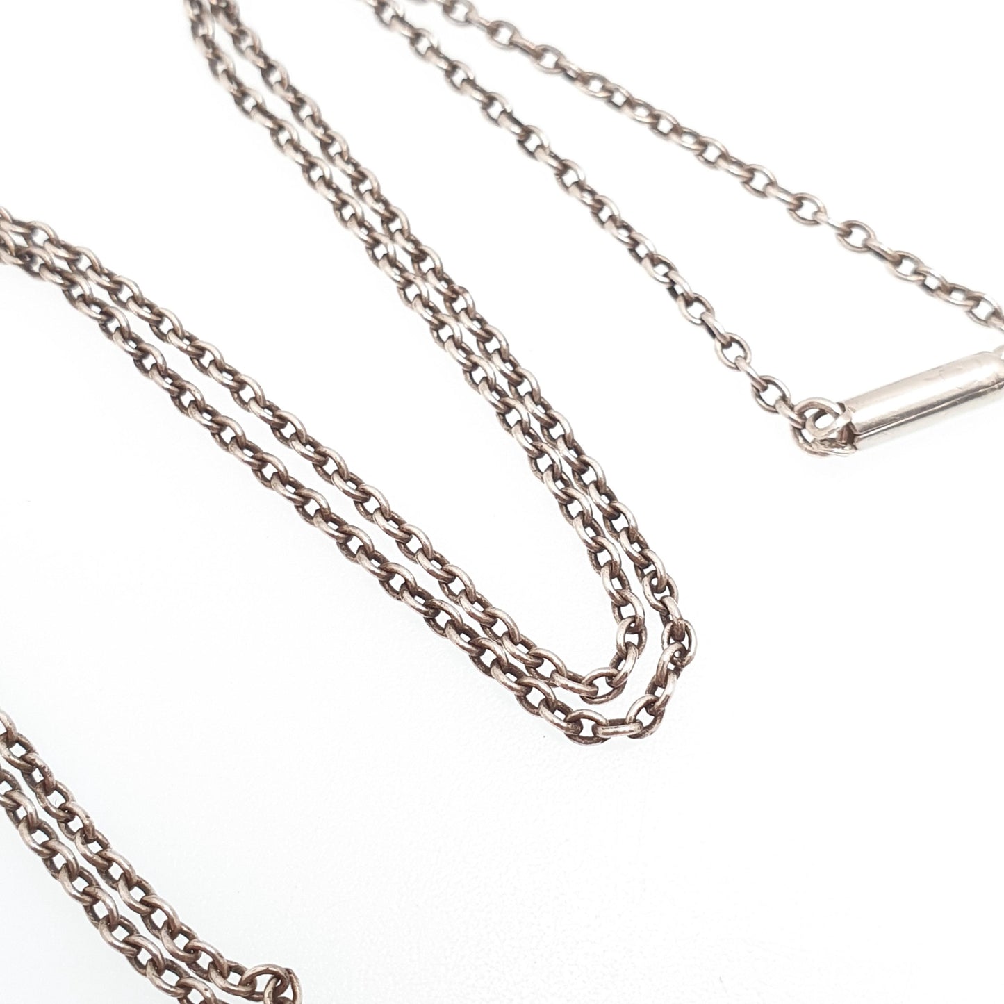 Antique Solid Silver Chain Necklace Cable Link 43cm 16.9" 2.78g Trace Oval Links Genuine Fine Womens Vintage Retro Jewelry Jewellery