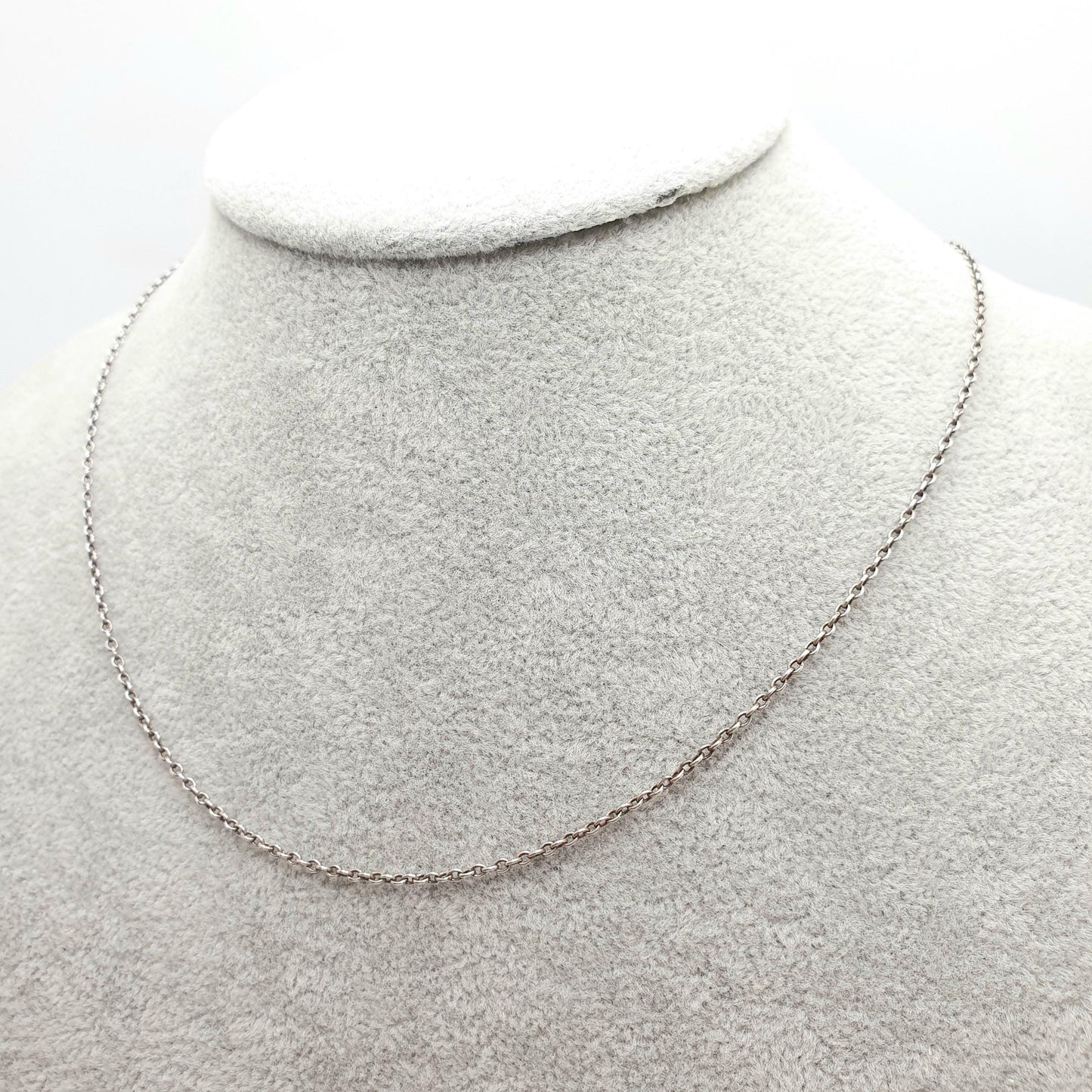 Antique Solid Silver Chain Necklace Cable Link 43cm 16.9" 2.78g Trace Oval Links Genuine Fine Womens Vintage Retro Jewelry Jewellery