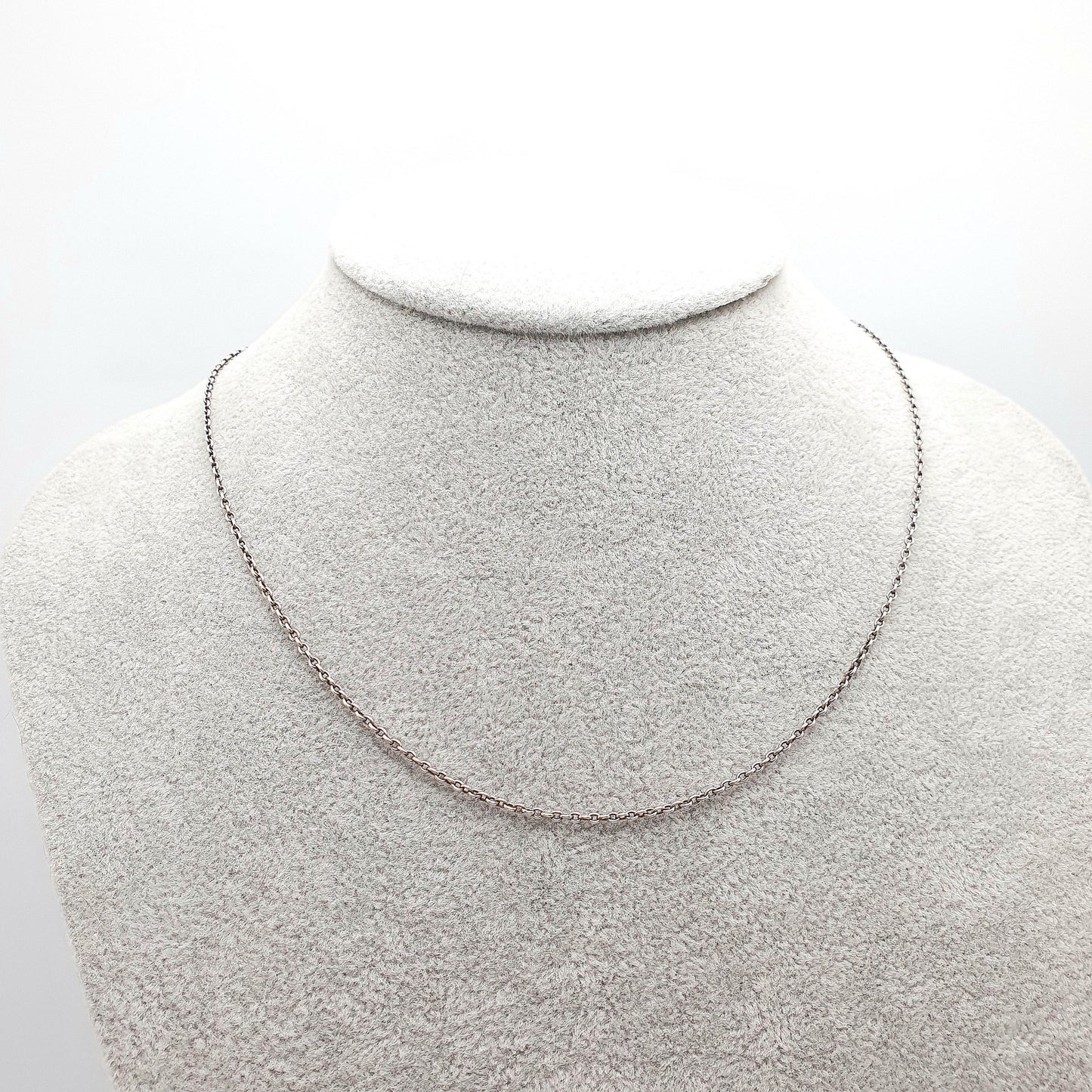 Antique Solid Silver Chain Necklace Cable Link 43cm 16.9" 2.78g Trace Oval Links Genuine Fine Womens Vintage Retro Jewelry Jewellery