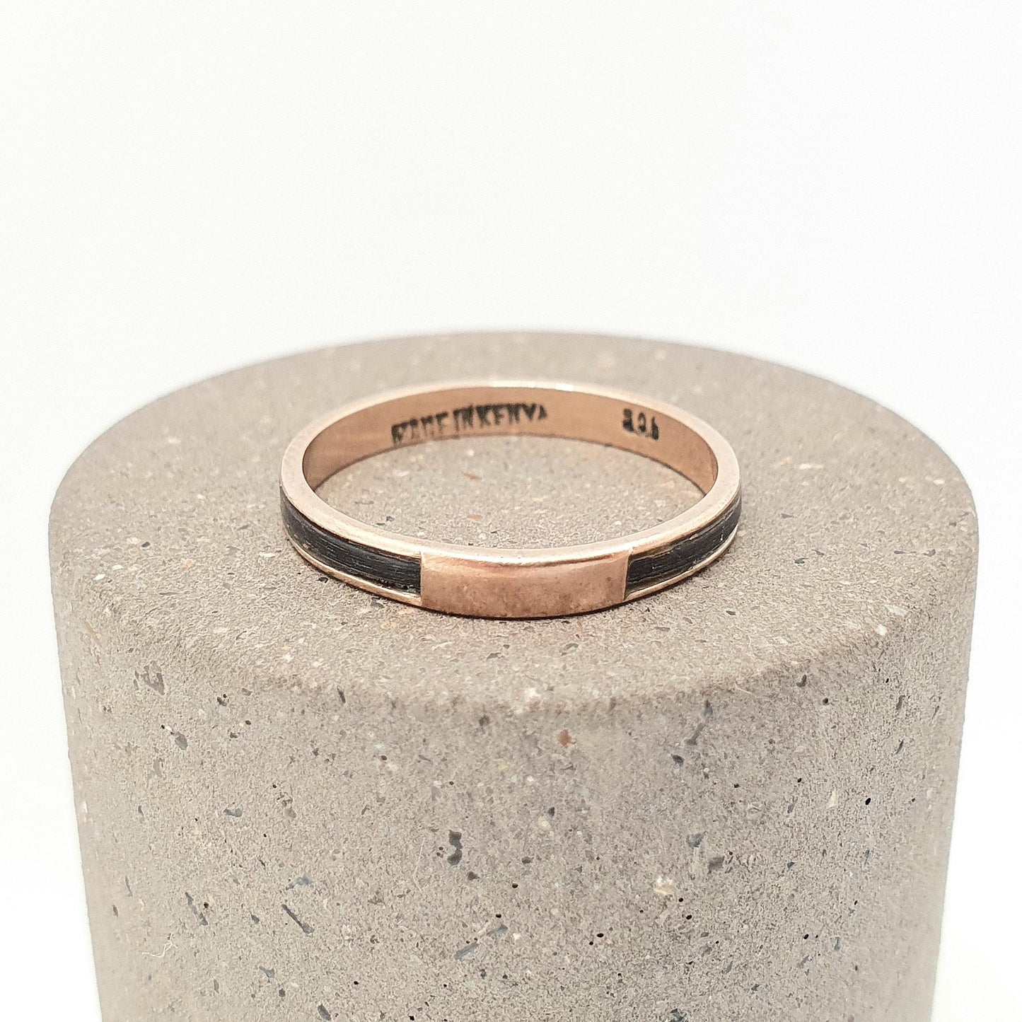 Vintage 9ct 9kt Gold Band Ring Leather Strip Solid 375 9k African Stacking Stacker Mens Womens Fine Jewelry Jewellery