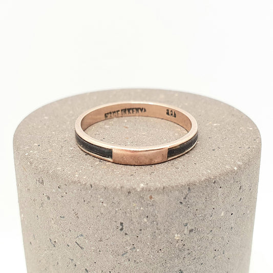 Vintage 9ct 9kt Gold Band Ring Leather Strip Solid 375 9k African Stacking Stacker Mens Womens Fine Jewelry Jewellery
