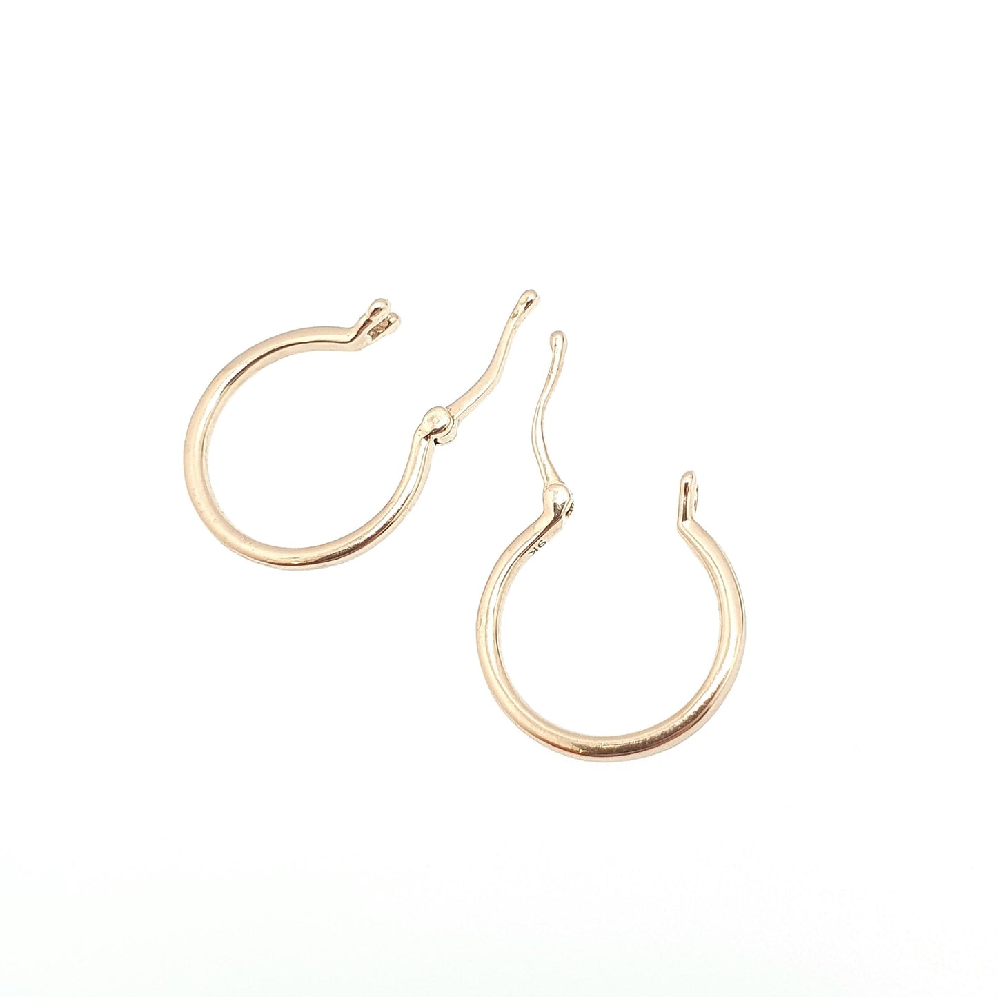 Vintage 9ct 375 Gold Hoop Earrings Gypsy Creole Yellow 9k 9 Carat Curved 1980s Full Dangle Hanging Girls Womens Retro Jewelry Jewellery