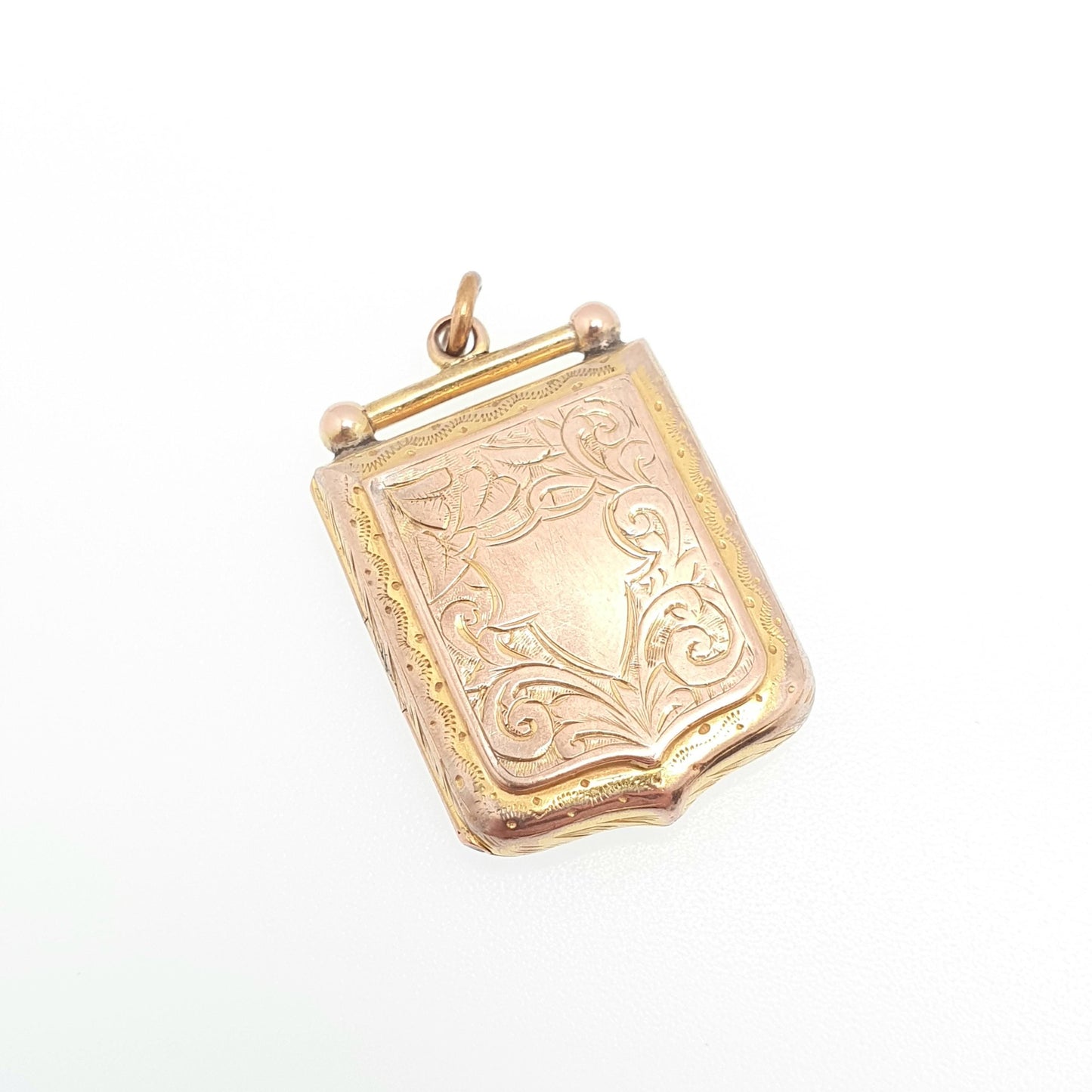 Antique Victorian 9ct Gold Shield Locket 375 9k Back and Front Pendant Large Big Engraved Picture Photo Vintage Womens Jewellery Jewelry