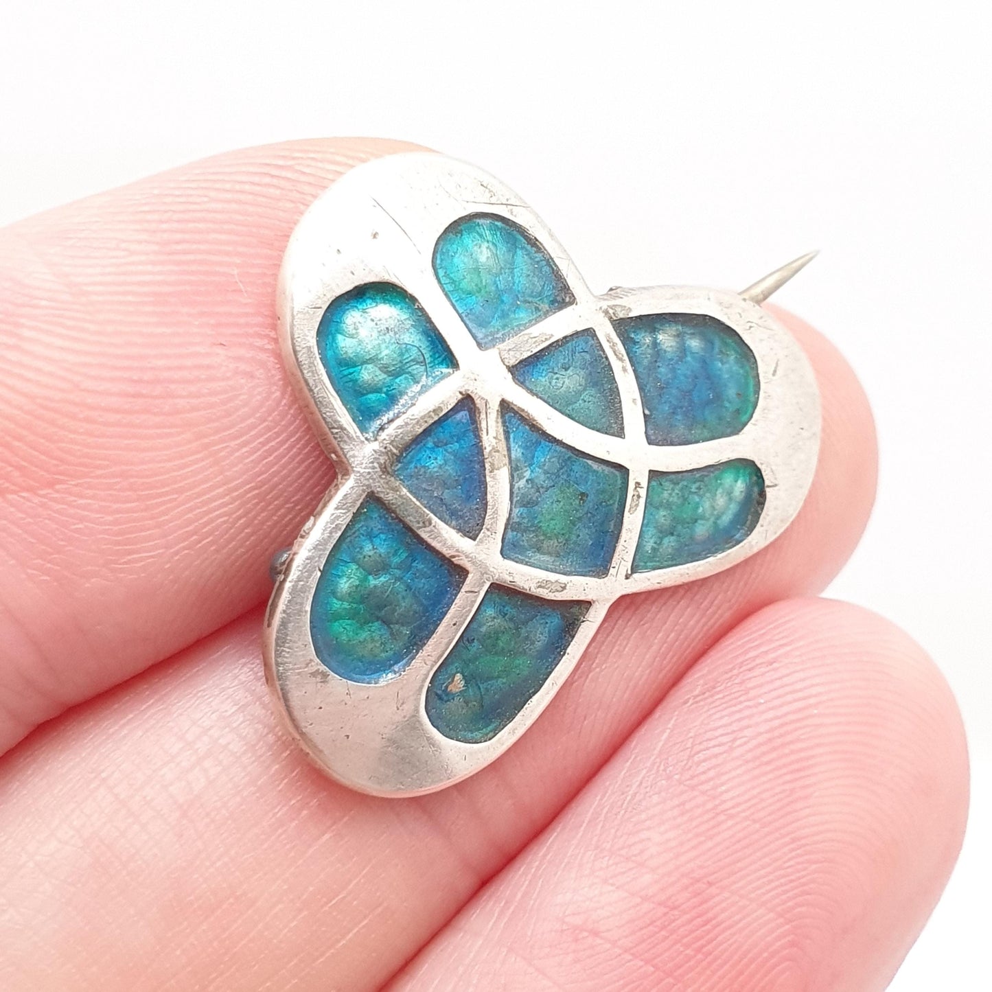 Antique JAMES FENTON Sterling Silver Enamel Brooch 1908 Hallmarked Art Nouveau Pin Women Jewellery Jewelry Vintage