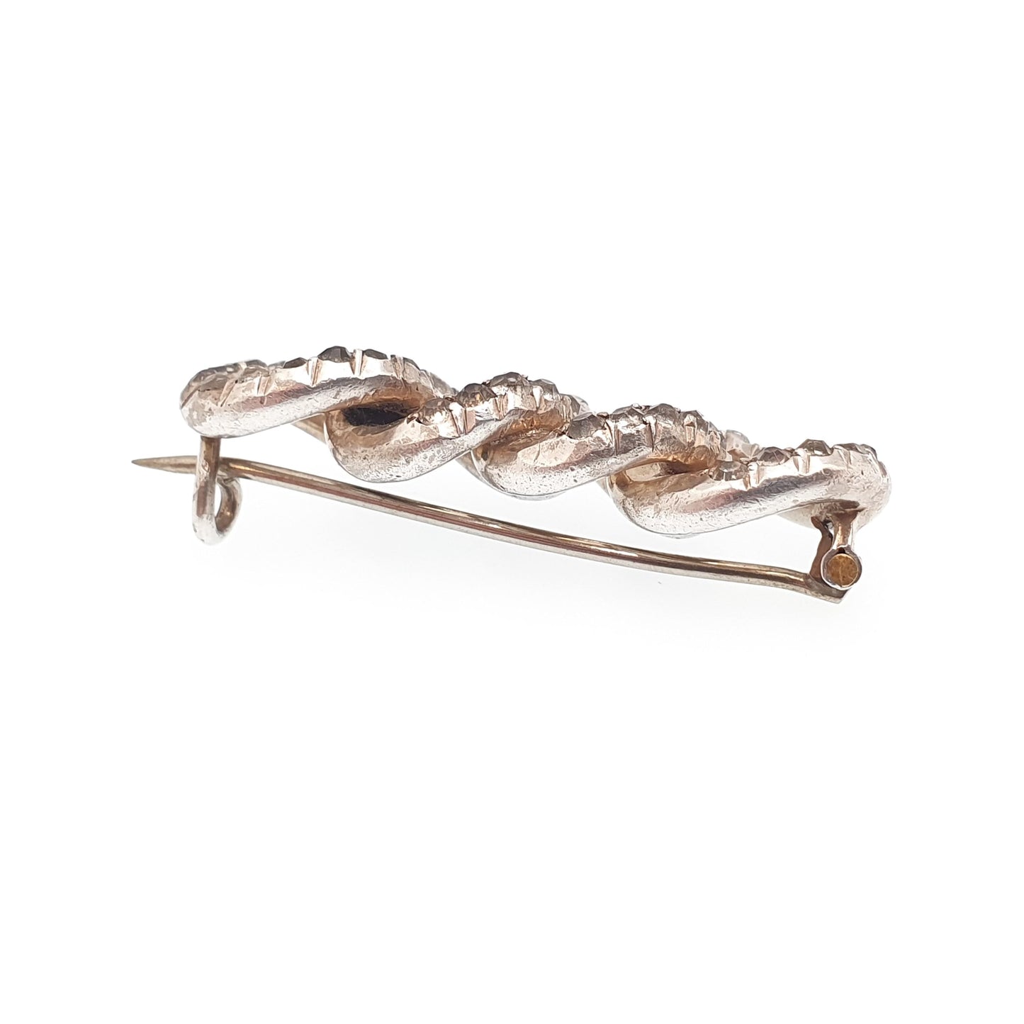 Antique Victorian Solid Silver Diamond Paste Curb Link Brooch Pin Rare Unique Chain Links 1800s Vintage Womens Jewelry Jewellery