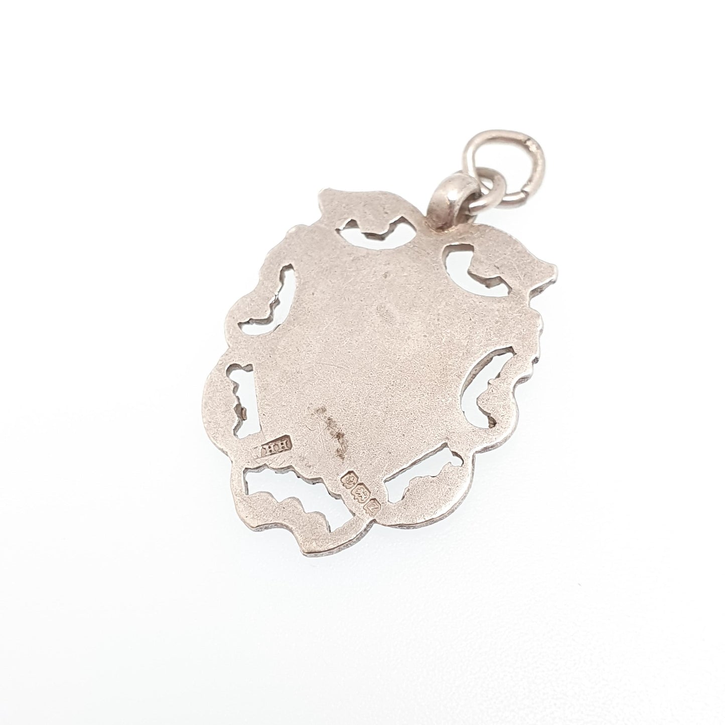 Antique Victorian Sterling Silver Shield Pendant Necklace 1899 Hallmark Albert Chain Fob Rose Gold Highlight Mens Jewelry Jewellery