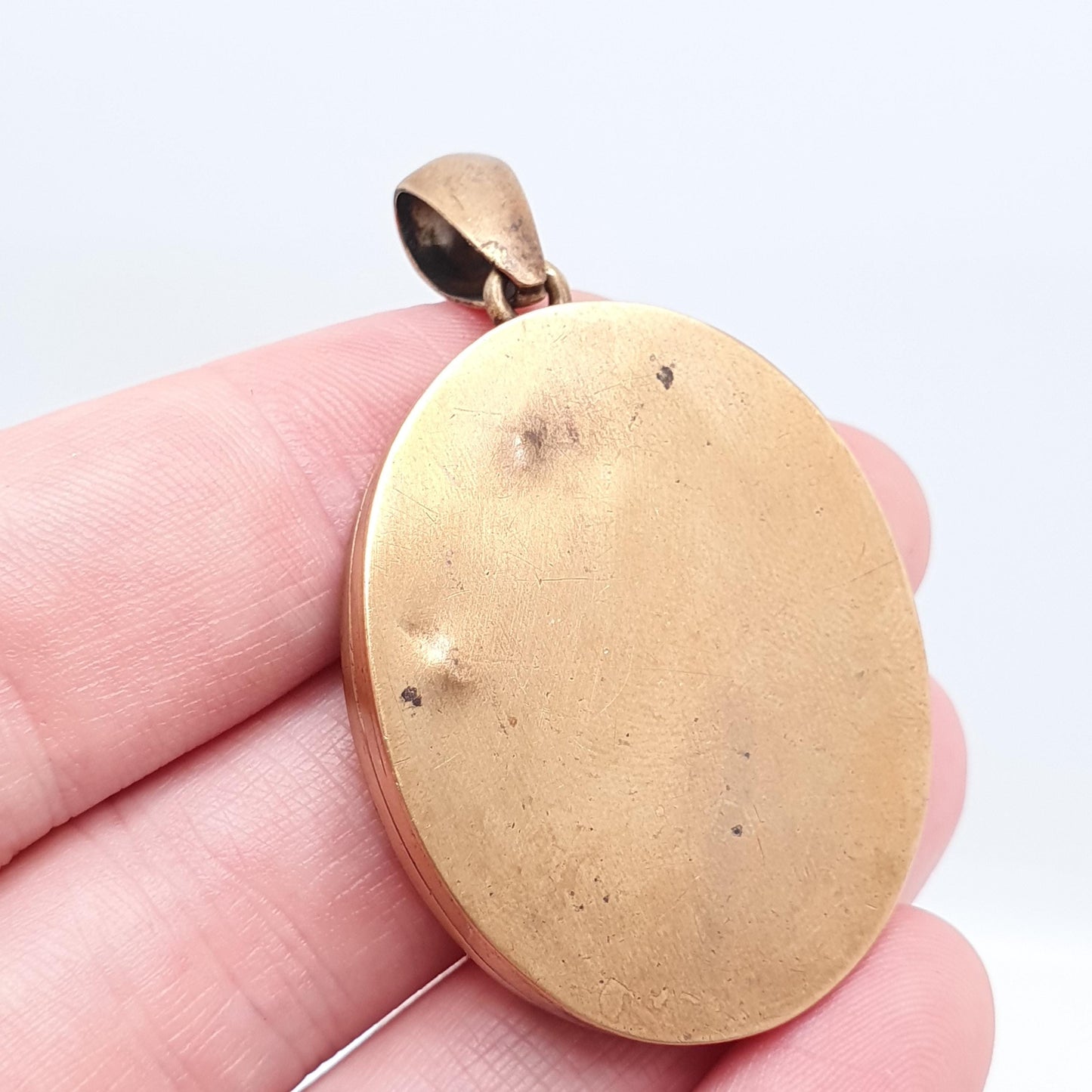 Antique Victorian Gold Gilt Locket Large Oval Flower Hand Engraved Photo Picture Necklace Pendant Vintage Picture Gift Jewellery Jewelry