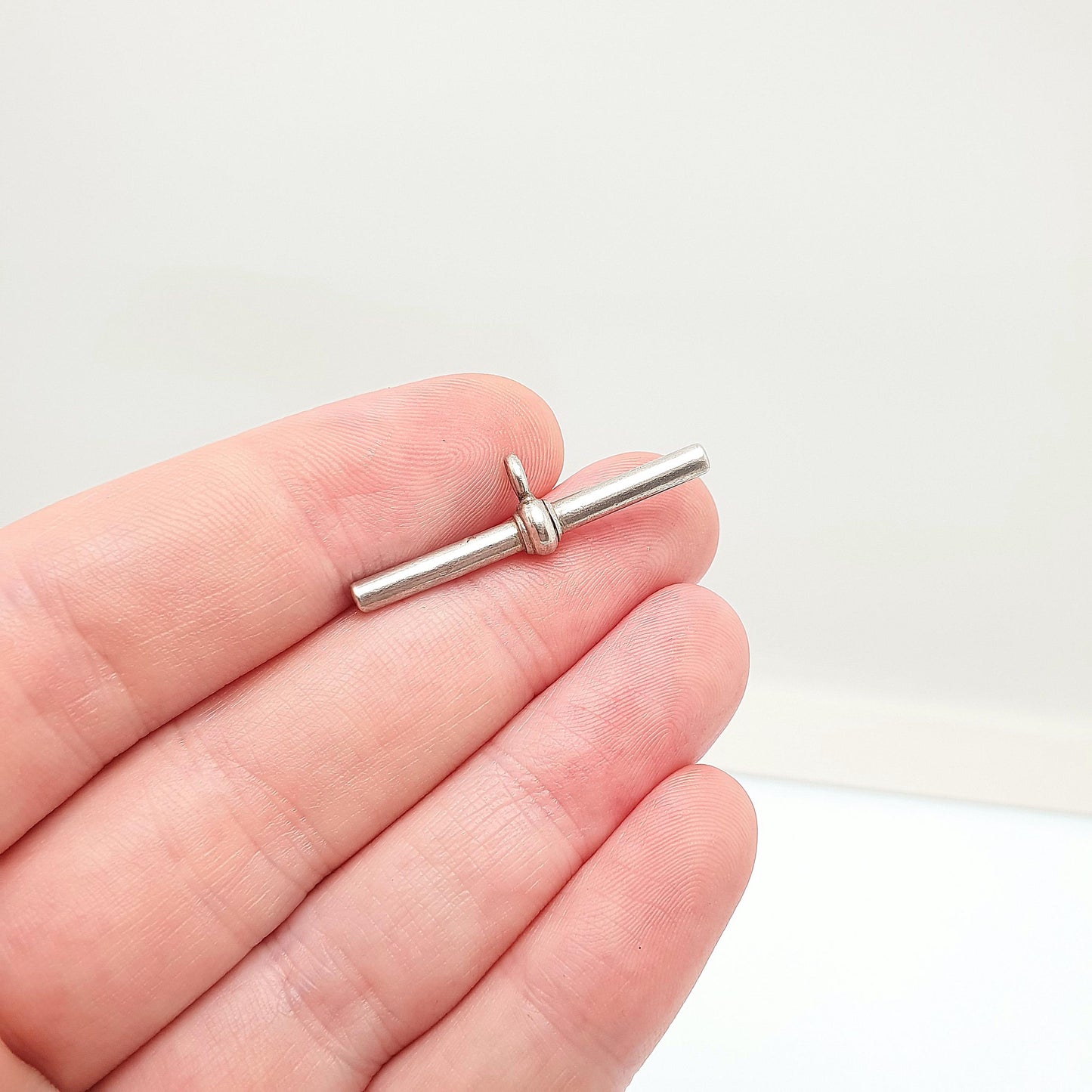 Antique Sterling Silver T Bar Pendant Fob Albert Chain Necklace Pocket Watch Charm 925 Vintage Mens Womens Jewelry Jewellery