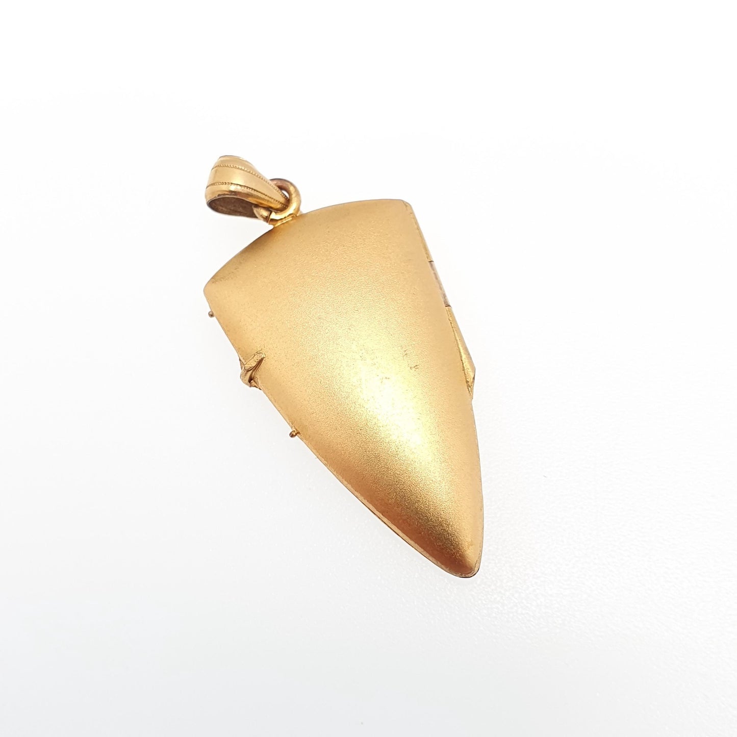 Antique Rolled Gold Kite Shield Locket Diamond Paste Centre Filled Sparkly Rare Pointed Photo Womens Vintage Jewelry Jewellery