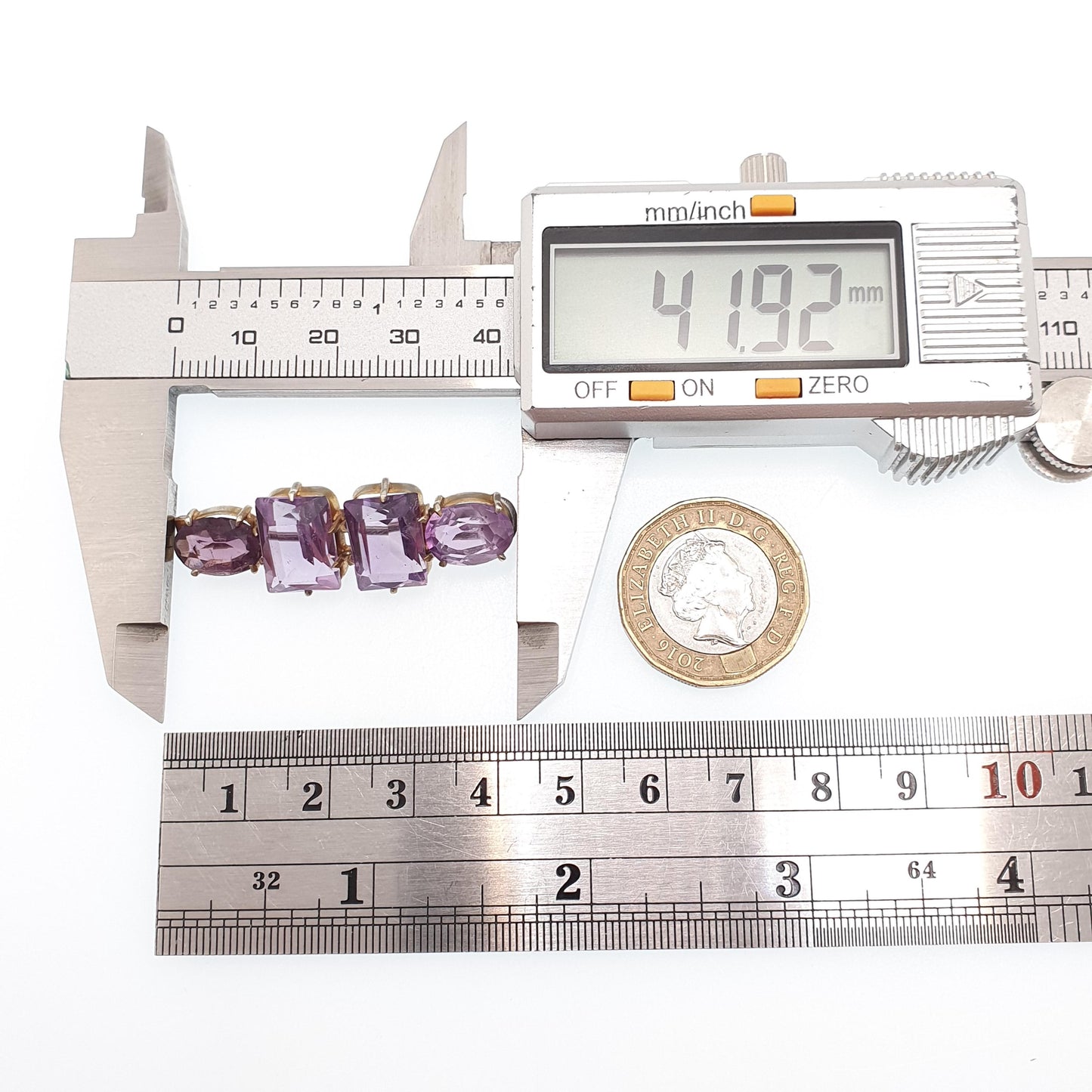 Antique Victorian Natural Amethyst Brooch Pin Rectangular Oval Cut Gold Gilt Genuine Gemstone Old Vintage 1800s Lilac Purple Womens Jewelry