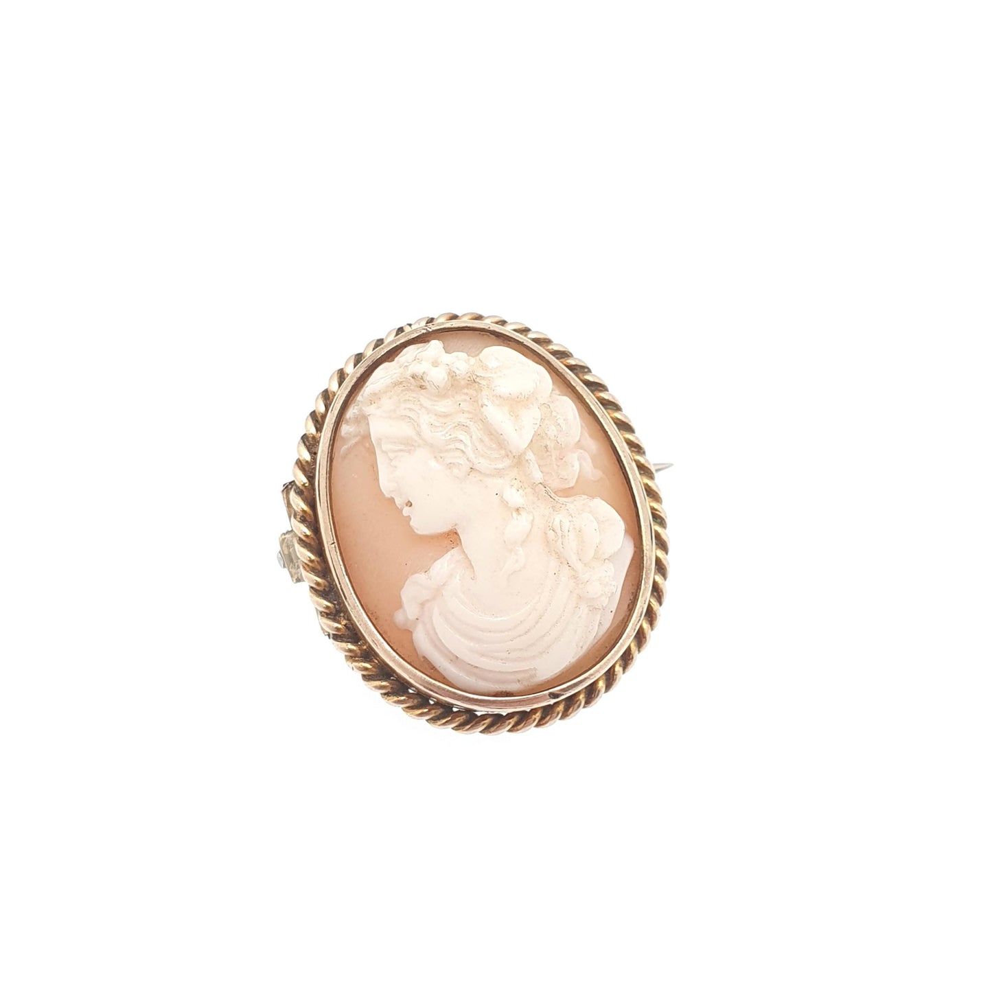 Antique Victorian 9k 9ct Gold Cameo Brooch Pin Solid 375 Border Hand Carved Shell Vintage Italian European Genuine Jewelry Womens Jewellery