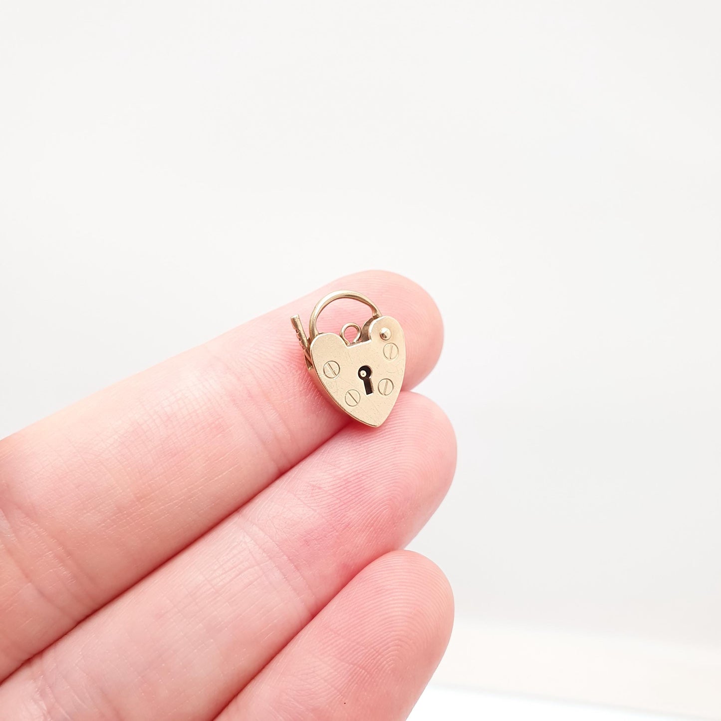 Vintage 9ct Solid Gold Padlock Charm Lock Pendant Bracelet Tiny Solid 9k 375 Small Necklace Victorian Revival Clasp Womens Girls Jewelry