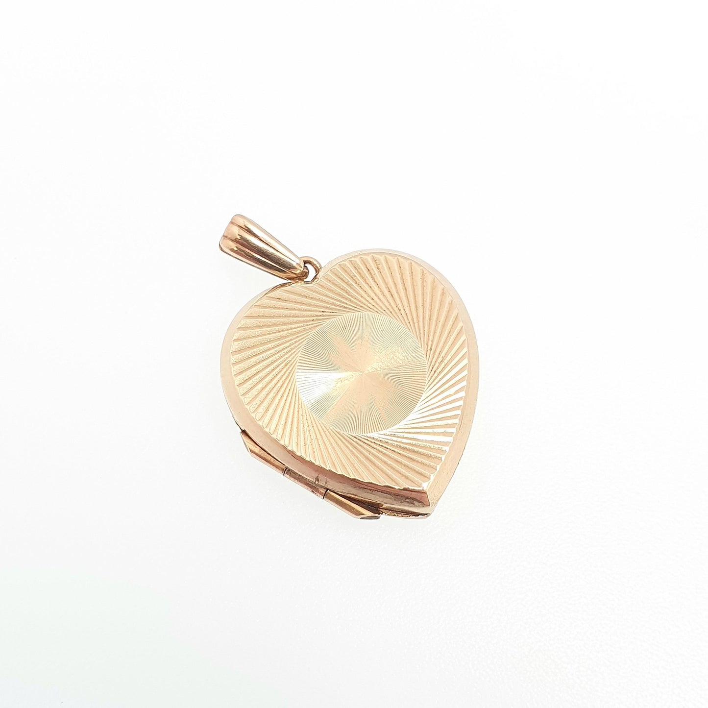 Antique 9ct 9k Gold Heart Locket Gyroscope Art Deco Solid Yellow Gold Back & Front Engraved 1920s Necklace Photo Pendant Jewelry Jewellery