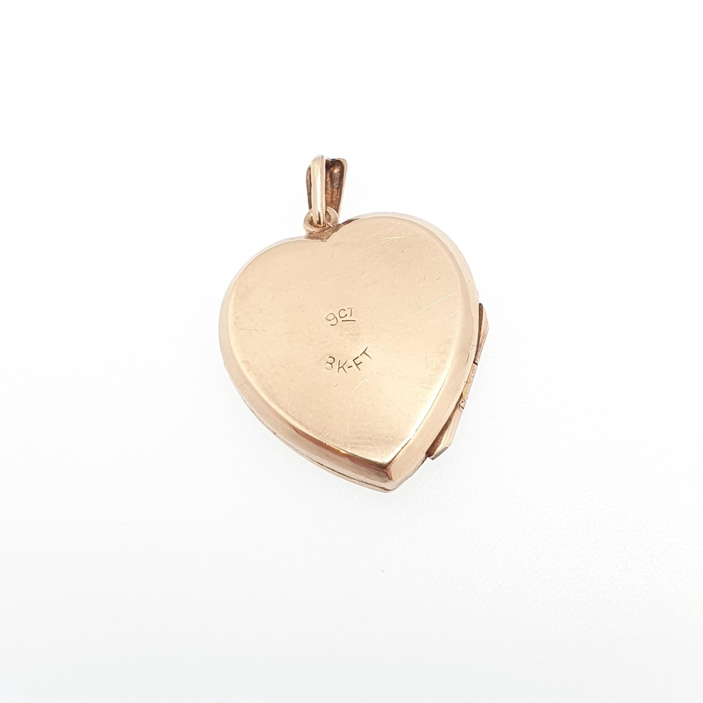 Antique 9ct 9k Gold Heart Locket Gyroscope Art Deco Solid Yellow Gold Back & Front Engraved 1920s Necklace Photo Pendant Jewelry Jewellery