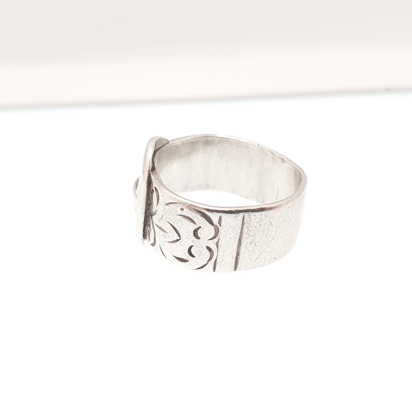 Vintage Sterling Silver Buckle Ring Belt Band Chunky 1977 Solid 925 Victorian Revival Big Large Unisex Womens Mens Jewelry Jewellery