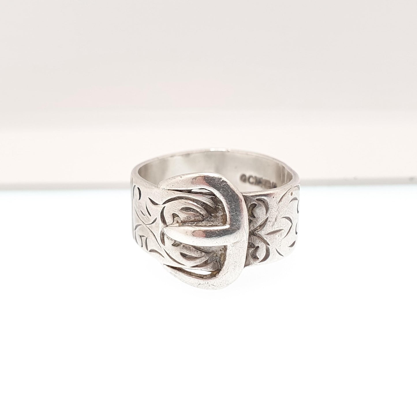 Vintage Sterling Silver Buckle Ring Belt Band Chunky 1977 Solid 925 Victorian Revival Big Large Unisex Womens Mens Jewelry Jewellery