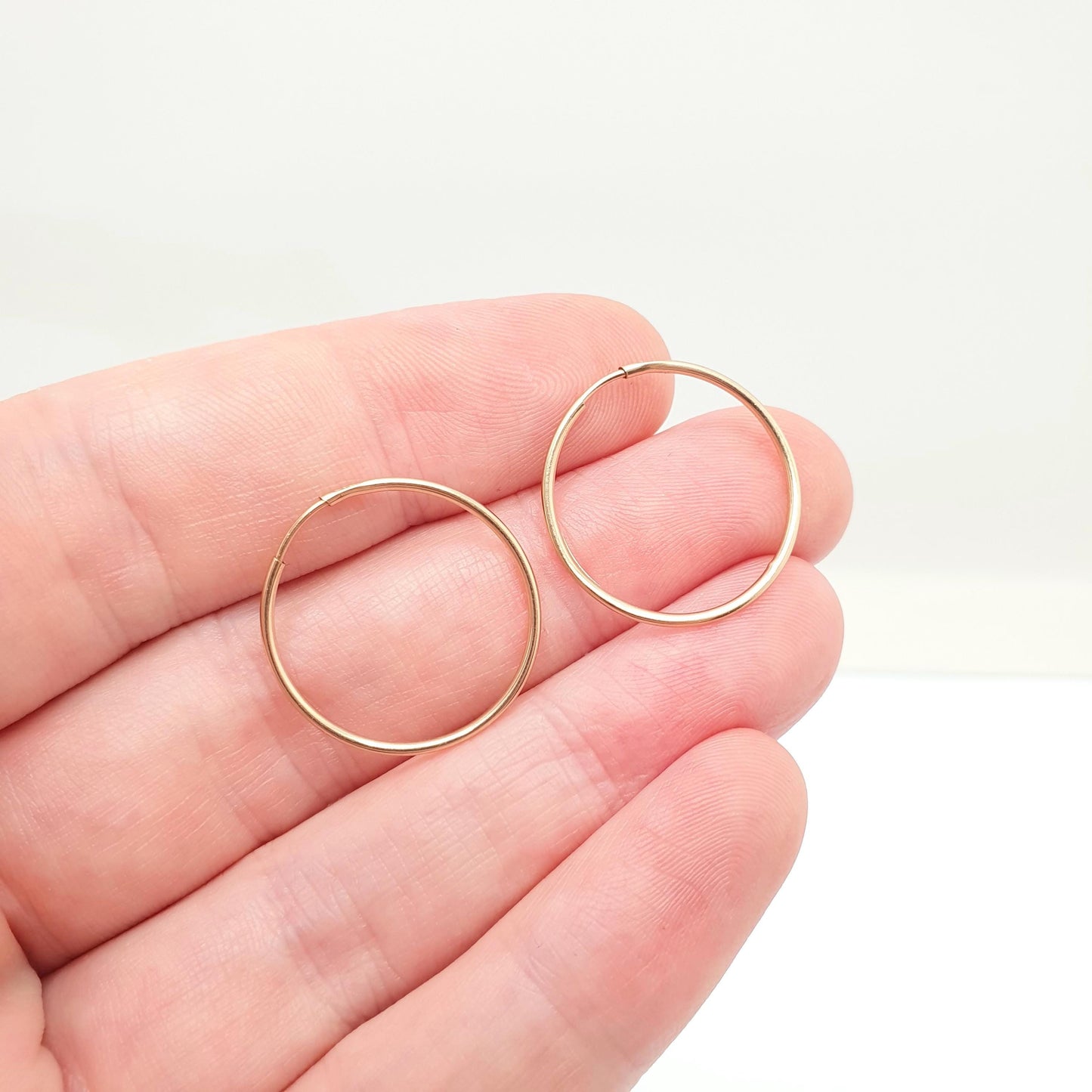Vintage 9k 9ct Gold Hoop Earrings Sleeper Full Round Circle Loop Solid 375 Smooth Ladies Womens 1980s Stud Yellow Retro Jewelry Jewellery