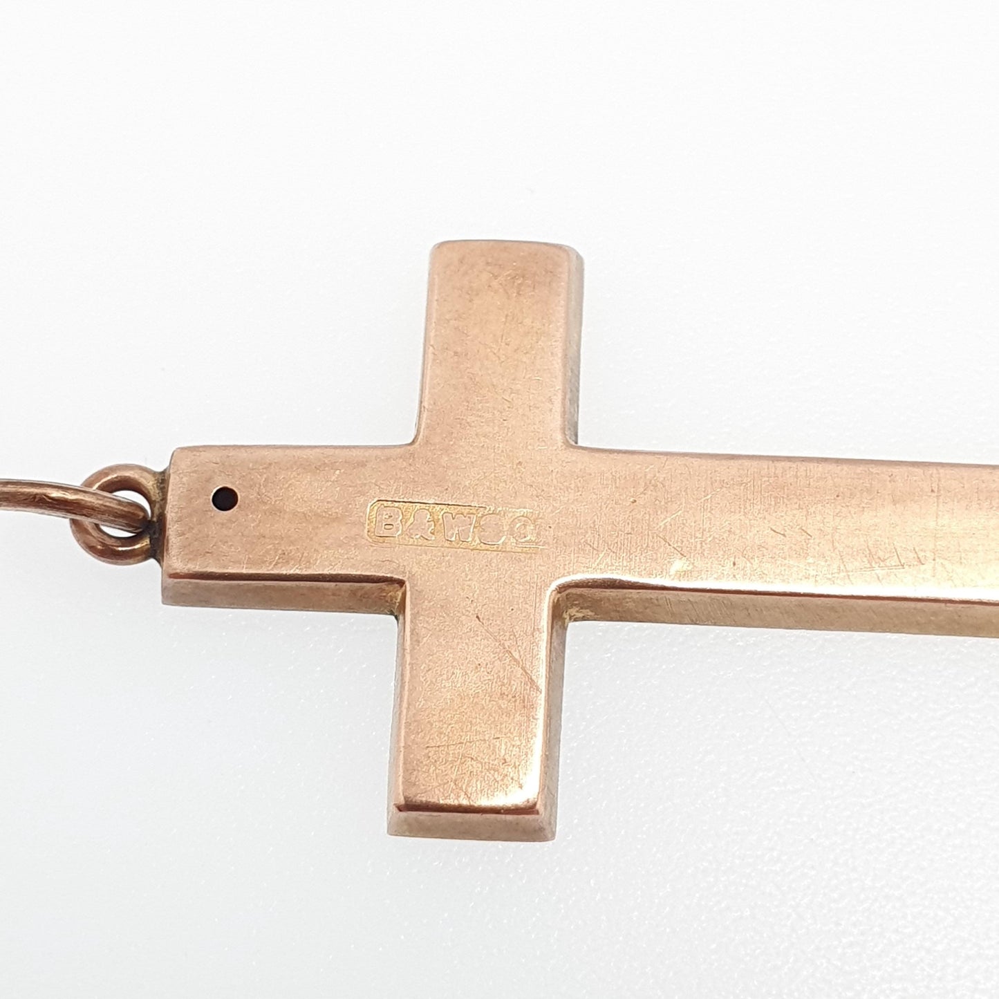 Antique 9ct 9k Gold Crucifix Necklace Rose Cross Pendant Leaf Engraved Cruciform Solid 375 Vintage Womens Mens Jewellery Jewelry