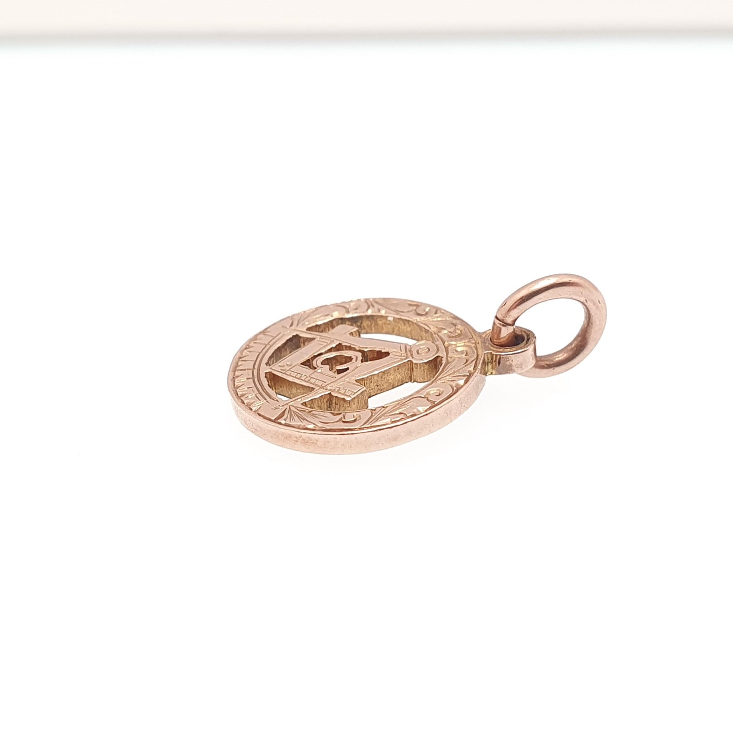 Antique 9ct 375 Gold Masonic Fob Pendant Necklace 1901 Hallmark Square and Compass Free Masons 9k Albert Chain Womens Mens Jewelry Jewellery