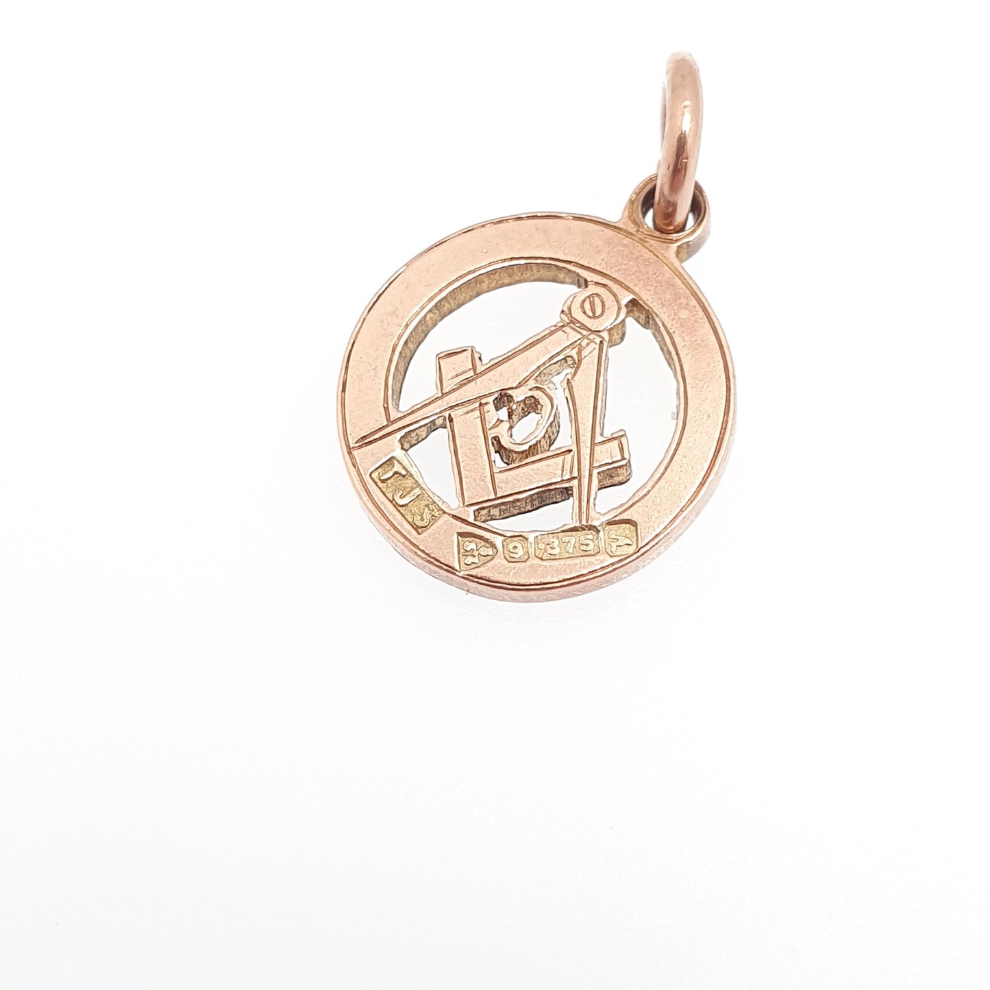 Antique 9ct 375 Gold Masonic Fob Pendant Necklace 1901 Hallmark Square and Compass Free Masons 9k Albert Chain Womens Mens Jewelry Jewellery