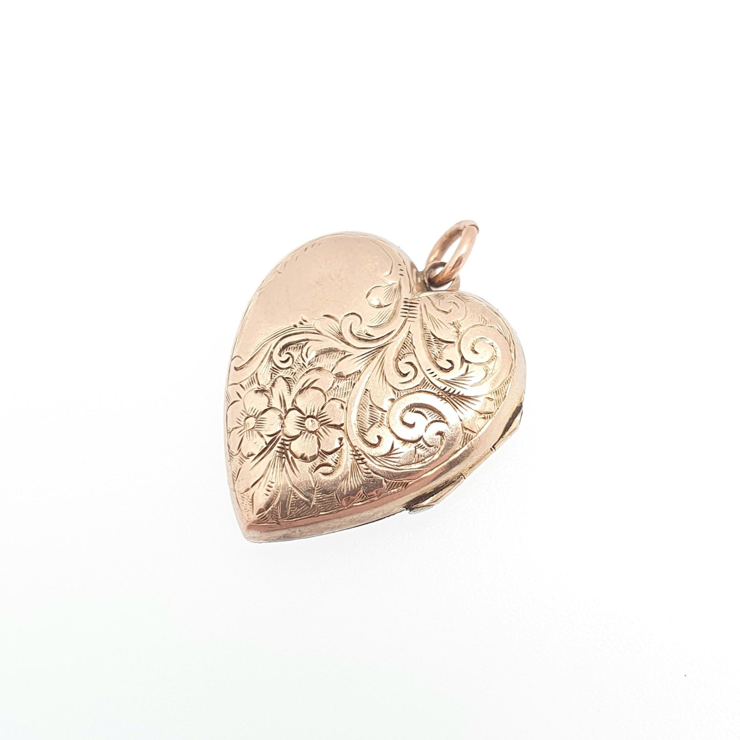 Antique Victorian 9ct Gold Heart Locket Cute Engraved Solid 9k 375 Pendant Back & Front Necklace Jewelry Womens Jewellery