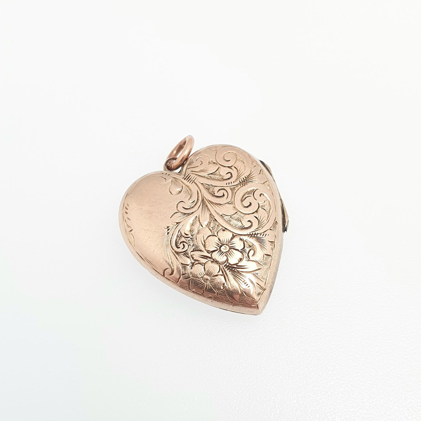 Antique Victorian 9ct Gold Heart Locket Cute Engraved Solid 9k 375 Pendant Back & Front Necklace Jewelry Womens Jewellery