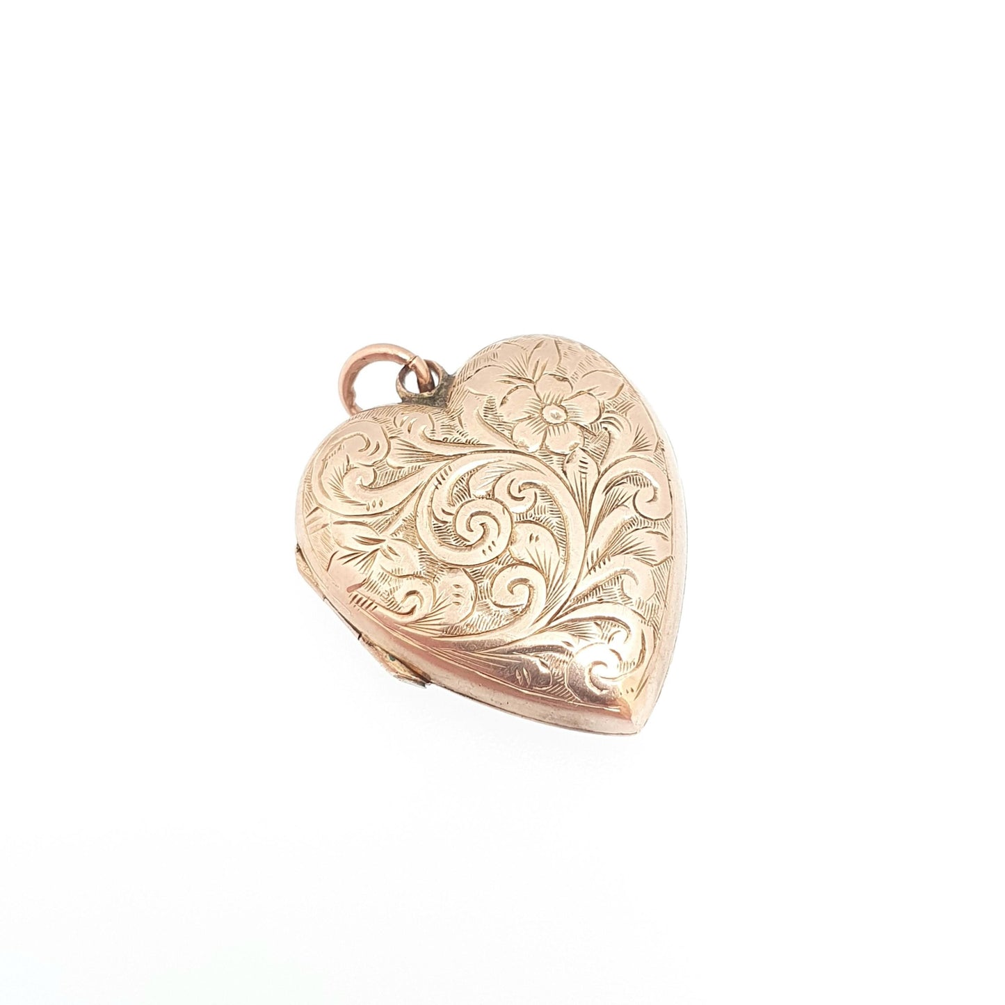 Antique Victorian 9ct Gold Heart Locket Cute Engraved Solid 9k 375 Pendant Back & Front Necklace Jewelry Womens Jewellery