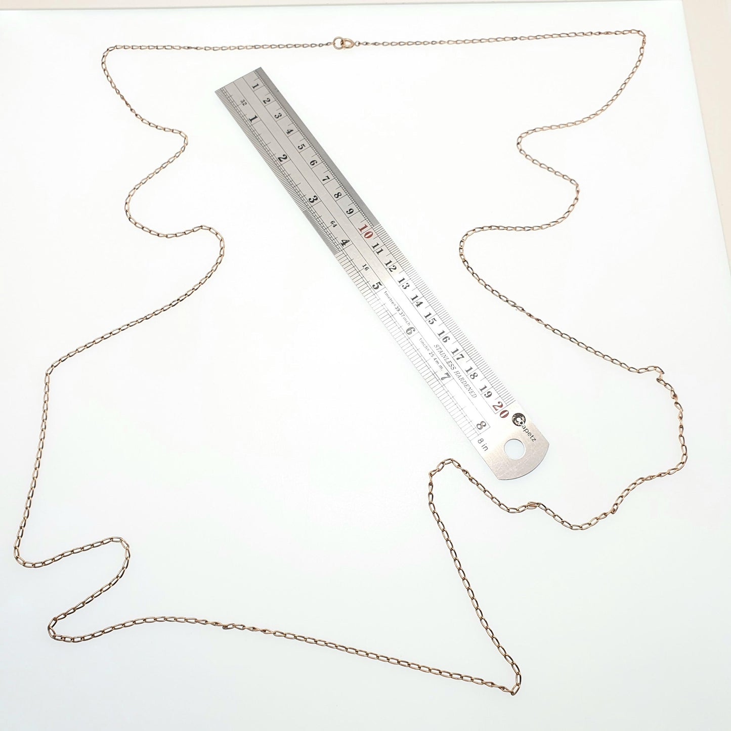 Antique Victorian Rolled Rose Gold Muff Chain Necklace Curb Link 146cm 57.5" 13.23g Long 1800s Guard Vintage Jewelry Jewellery
