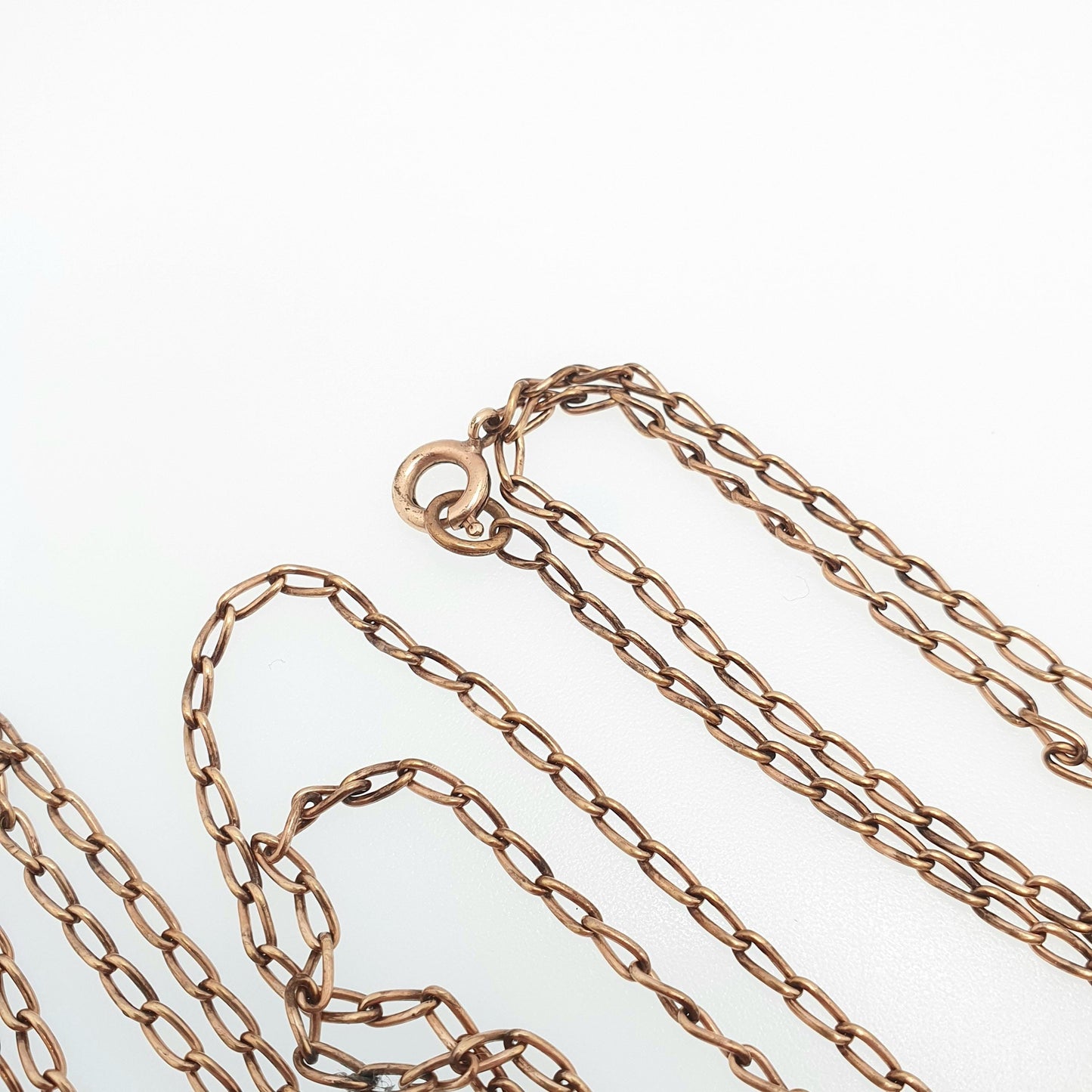 Antique Victorian Rolled Rose Gold Muff Chain Necklace Curb Link 146cm 57.5" 13.23g Long 1800s Guard Vintage Jewelry Jewellery