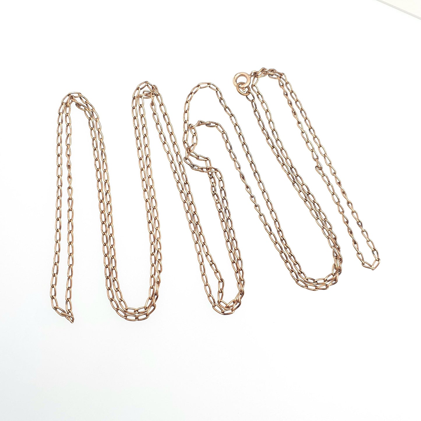 Antique Victorian Rolled Rose Gold Muff Chain Necklace Curb Link 146cm 57.5" 13.23g Long 1800s Guard Vintage Jewelry Jewellery