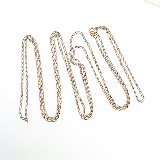 Antique Victorian Rolled Rose Gold Muff Chain Necklace Curb Link 146cm 57.5" 13.23g Long 1800s Guard Vintage Jewelry Jewellery