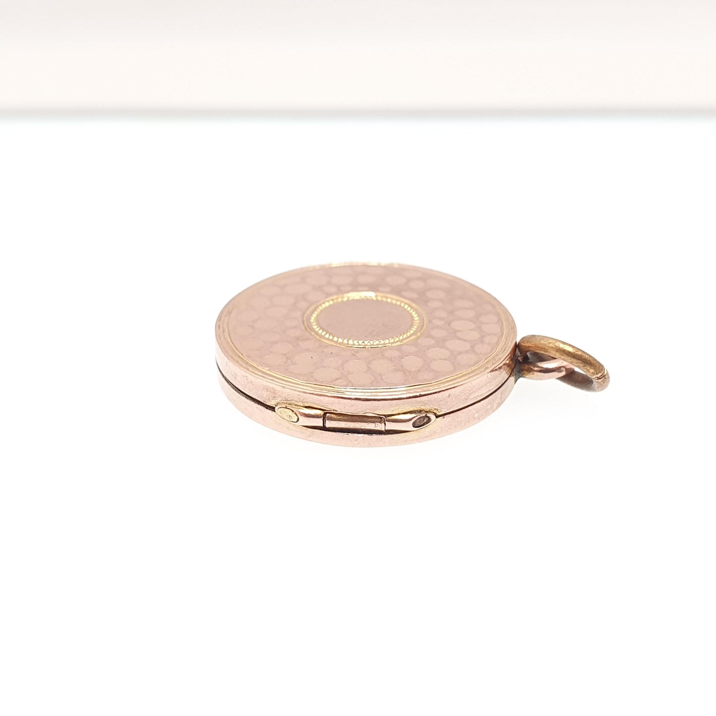 Antique 9ct Rose Gold Locket Round Hammered Finish Solid 9k 375 9kt Front & Back Pendant Necklace Jewelry Jewellery