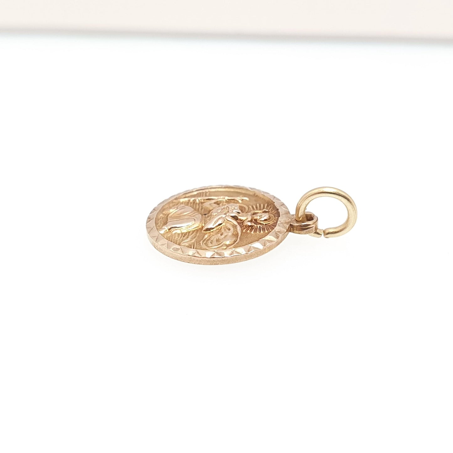 Vintage GEORG JENSEN 9ct 375 Gold St Christopher Charm Pendant Round Small Solid 9k Necklace Saint Jewellery Jewelry