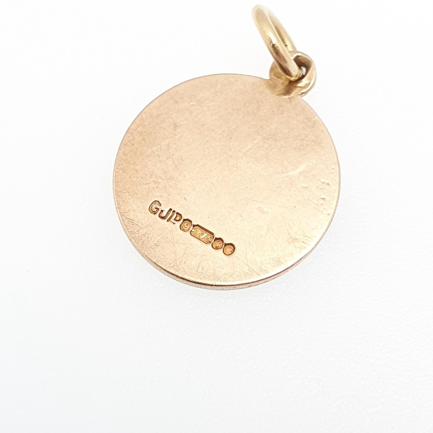 Vintage GEORG JENSEN 9ct 375 Gold St Christopher Charm Pendant Round Small Solid 9k Necklace Saint Jewellery Jewelry