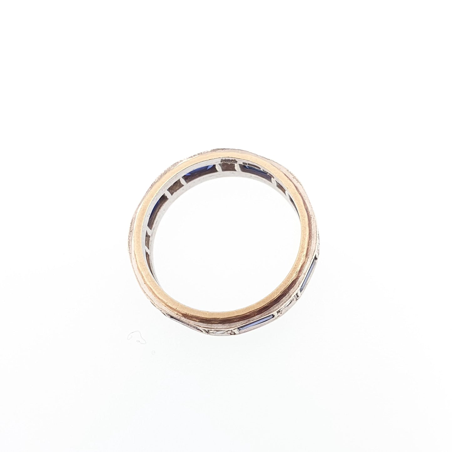 Vintage 9ct Gold Sapphire Eternity Ring White Spinel Baguette Cut Full Band Gemstone Solid 9k 375 Womens Jewelry Jewellery