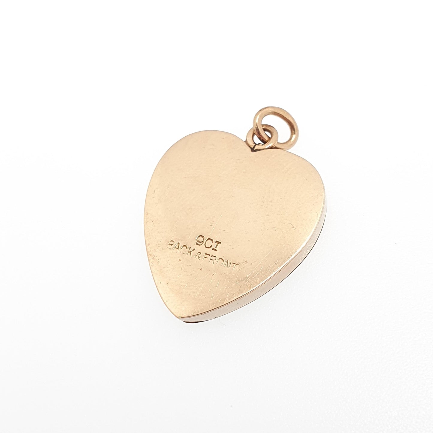 Antique 9ct Gold Heart Locket Engine Turned Art Deco Solid 9k 375 Pendant Fine Estate Back & Front Cute Necklace Jewelry Womens Jewellery