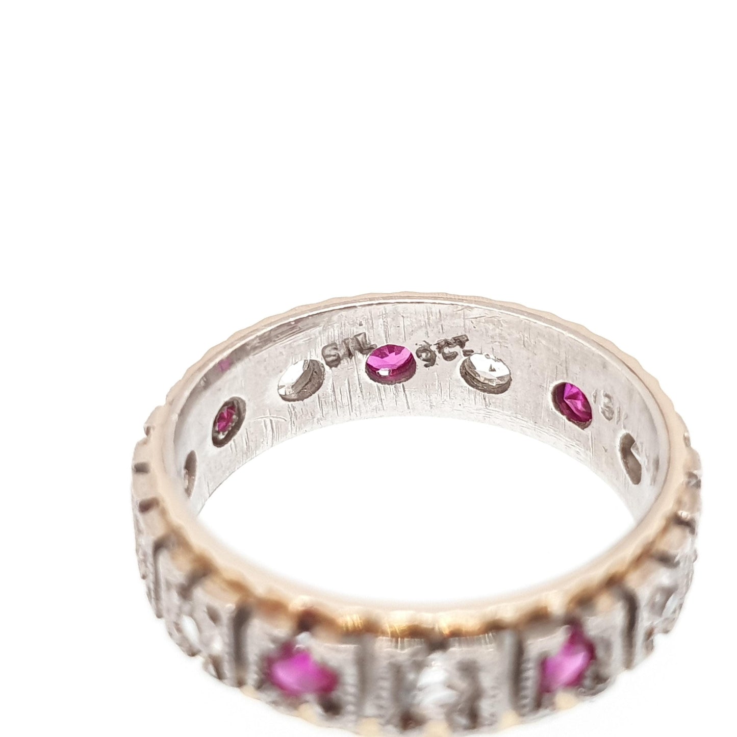 Antique Eternity Ring 9ct Gold Ruby Spinel Solid 9k 375 & Silver 1920s Fine Rare Full Estate Red Gemstone Womens Jewellery Jewelry