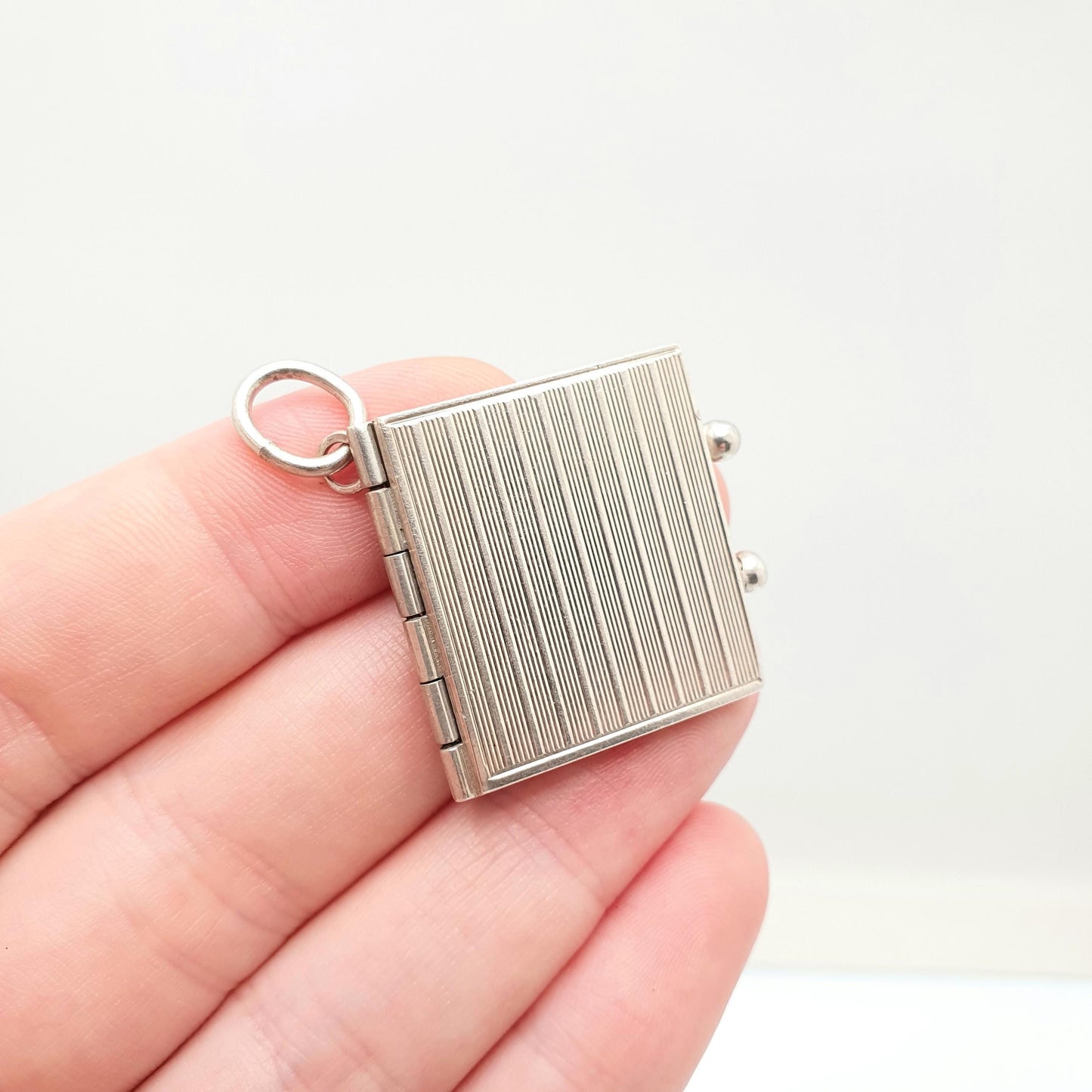 Old Vintage Solid Silver Book Locket FRANZ SCHEURLE Large Big Pendant Necklace Photo Picture Retro Jewelry Jewellery