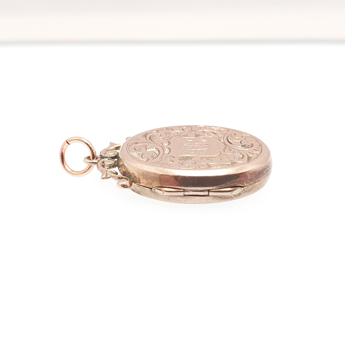 Antique 9ct Rose Gold Locket Solid 9k 375 Oval Engraved Initials Pendant Fine Back Front Necklace Jewelry Womens Jewellery