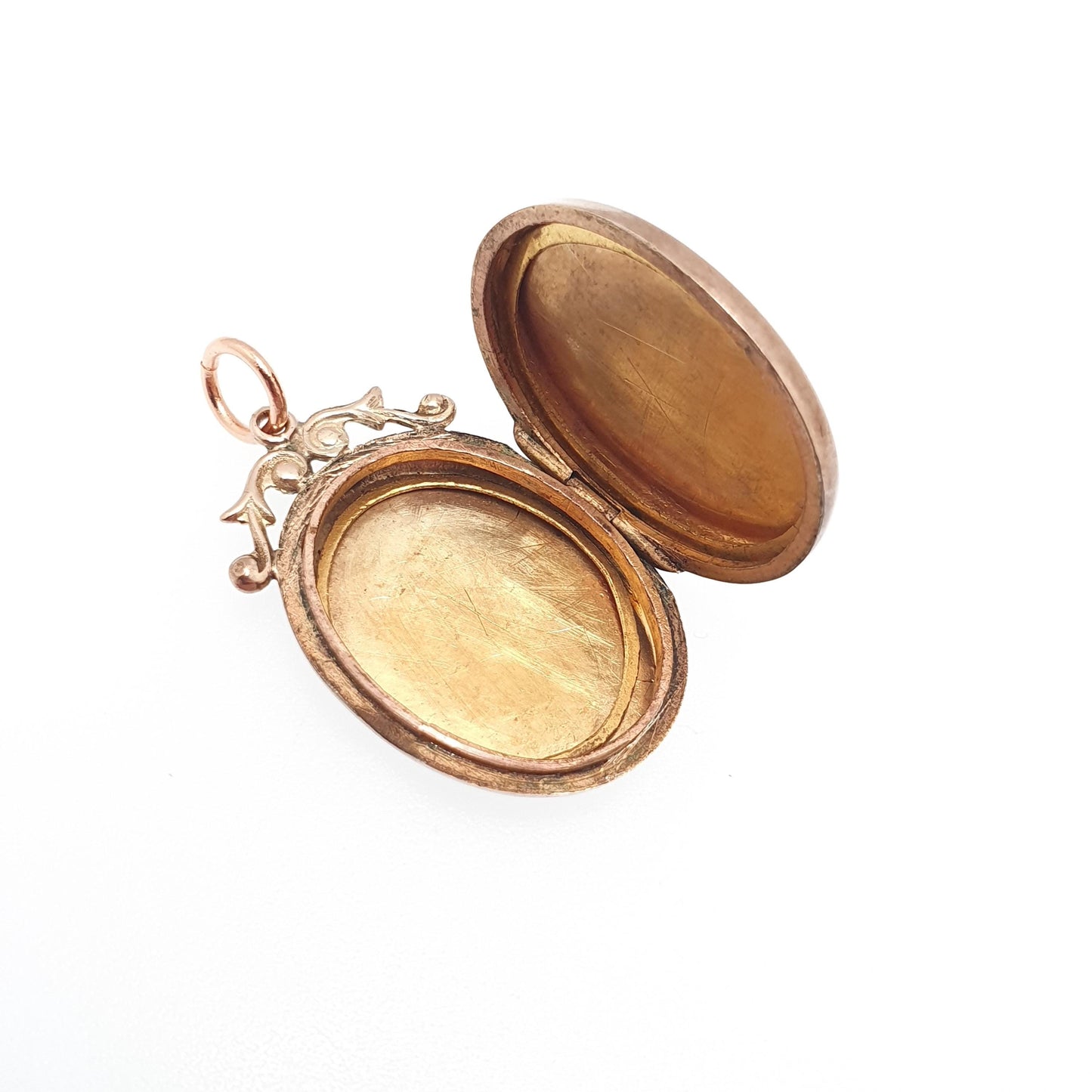 Antique 9ct Rose Gold Locket Solid 9k 375 Oval Engraved Initials Pendant Fine Back Front Necklace Jewelry Womens Jewellery